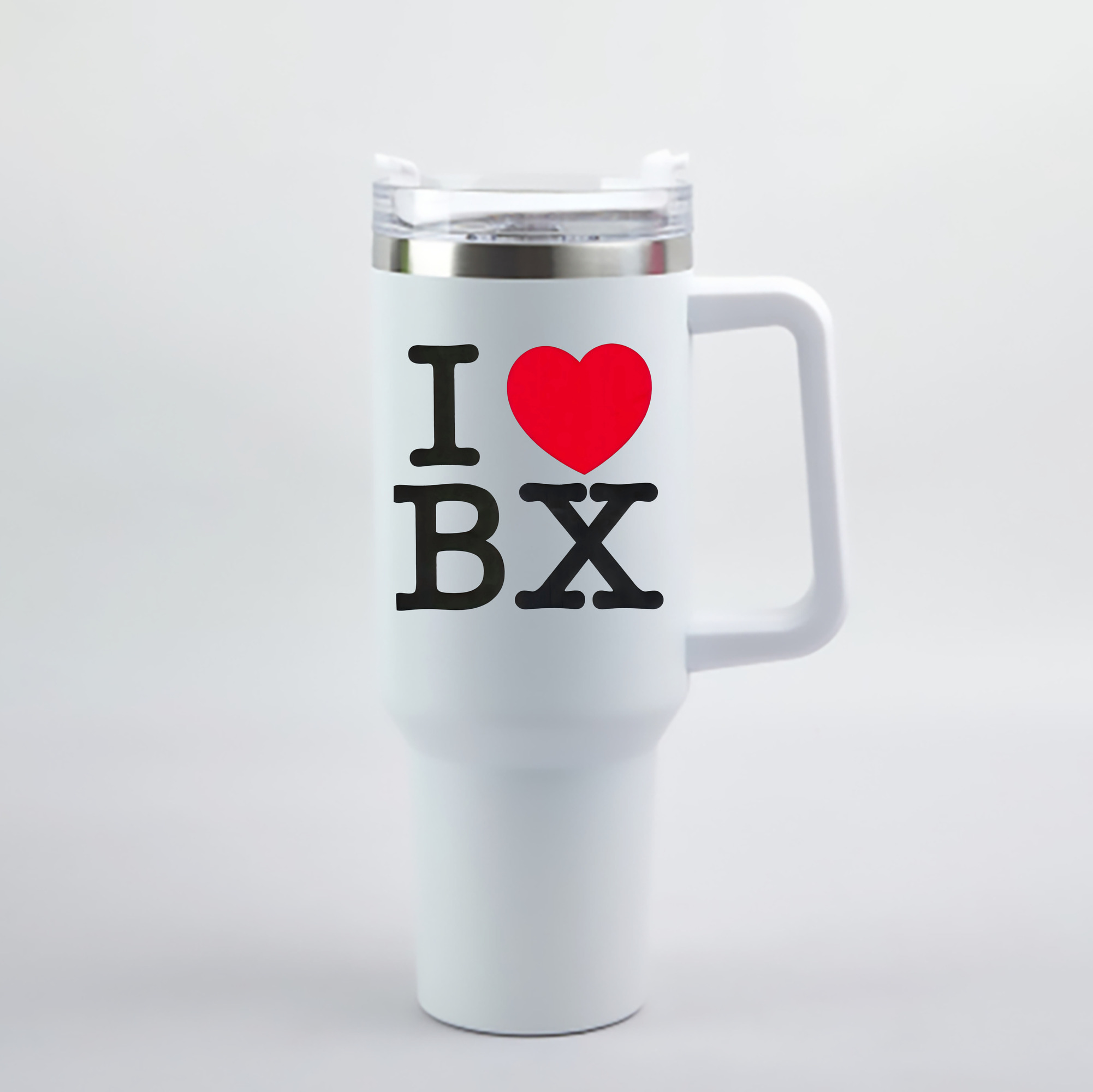 New York Yankees I Love BX 40oz Handle Car Cup With Crystal Sticker Design – Durable Stainless Steel Travel Mug With Reusable Straw – Double Wall Insulated