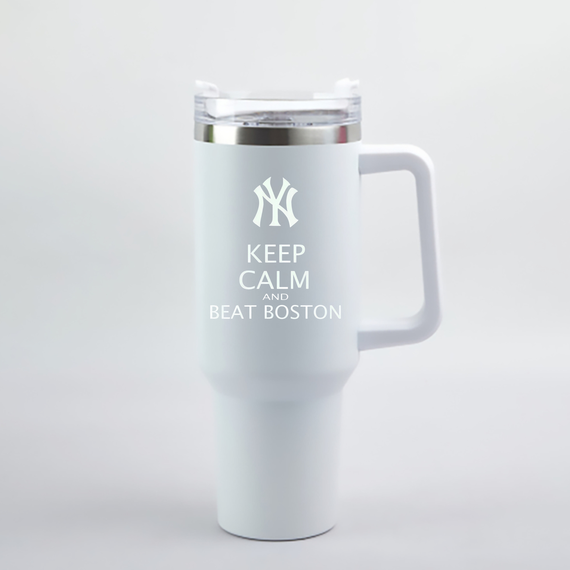 New York Yankees 26 40oz Handle Car Cup With Crystal Sticker Design – Durable Stainless Steel Travel Mug With Reusable Straw – Double Wall Insulated