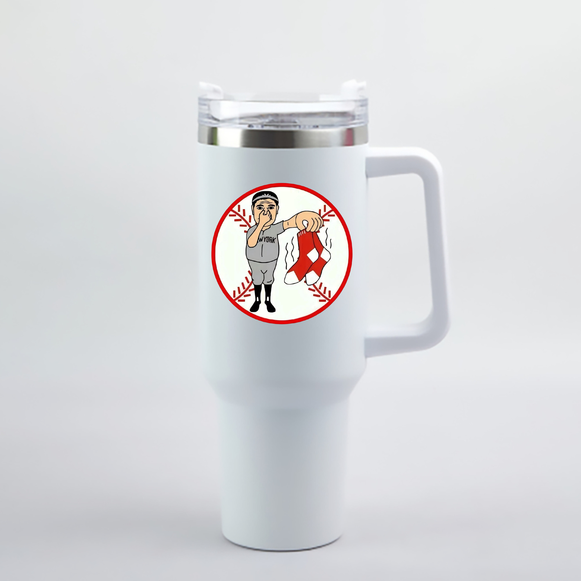 New York Yankees Duty Red Sox 40oz Handle Car Cup With Crystal Sticker Design – Durable Stainless Steel Travel Mug With Reusable Straw – Double Wall Insulated