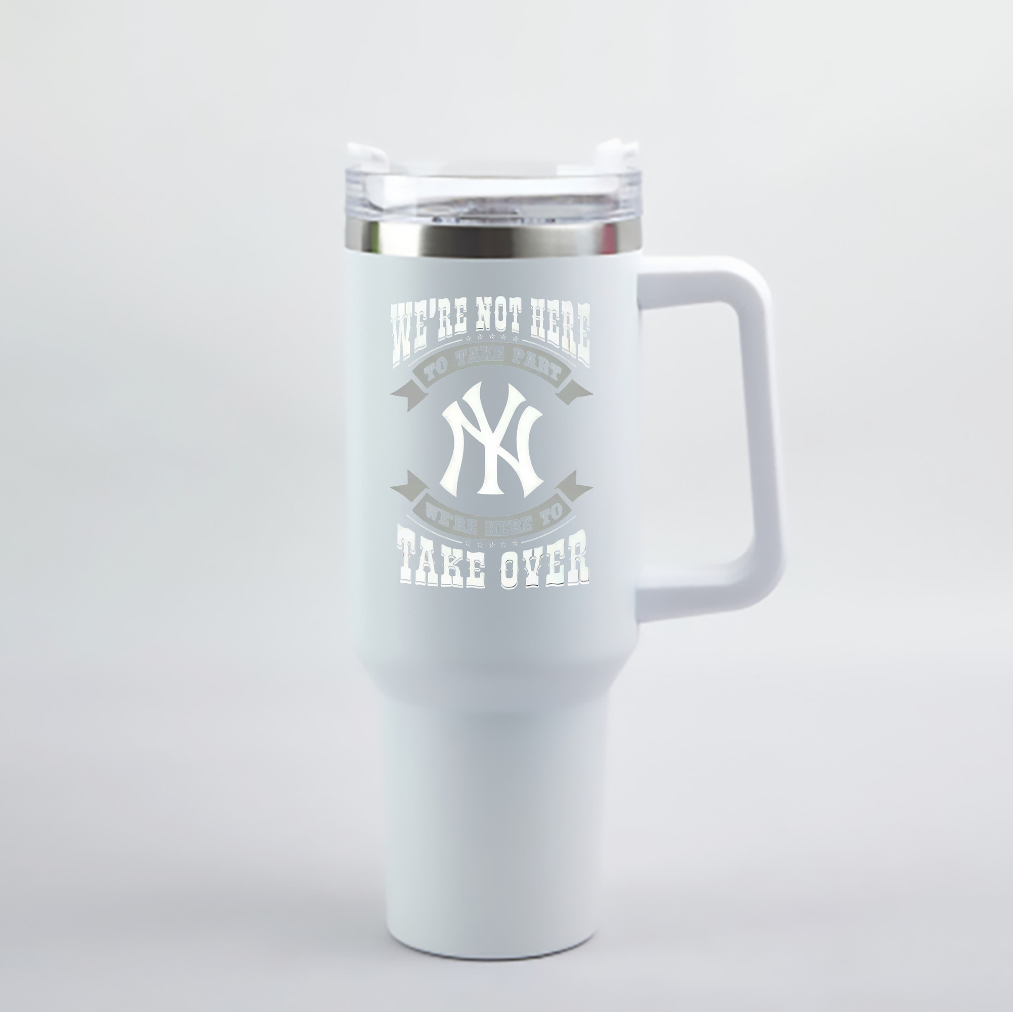 New York Yankees 276 40oz Handle Car Cup With Crystal Sticker Design – Durable Stainless Steel Travel Mug With Reusable Straw – Double Wall Insulated