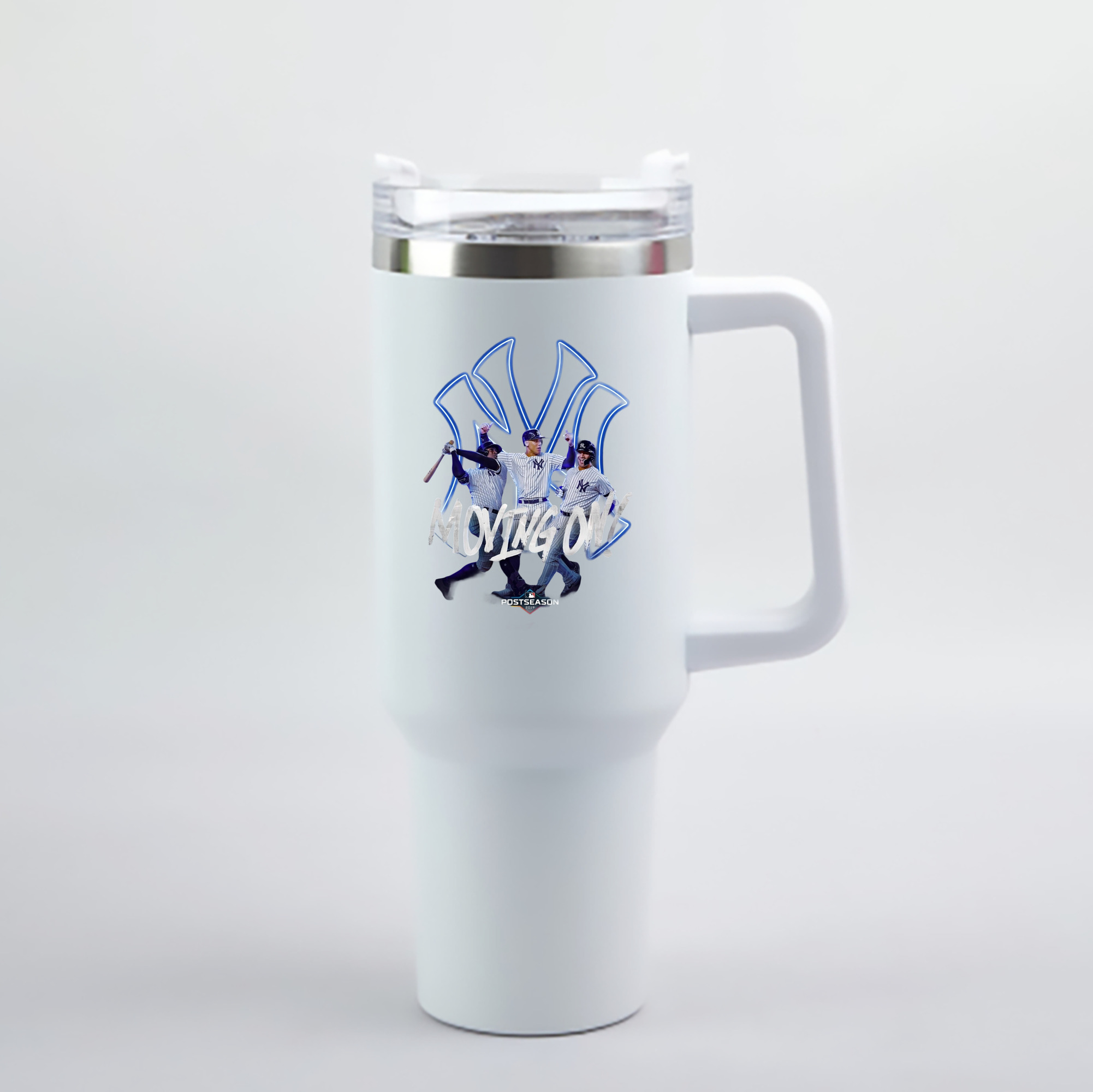 New York Yankees 280 40oz Handle Car Cup With Crystal Sticker Design – Durable Stainless Steel Travel Mug With Reusable Straw – Double Wall Insulated