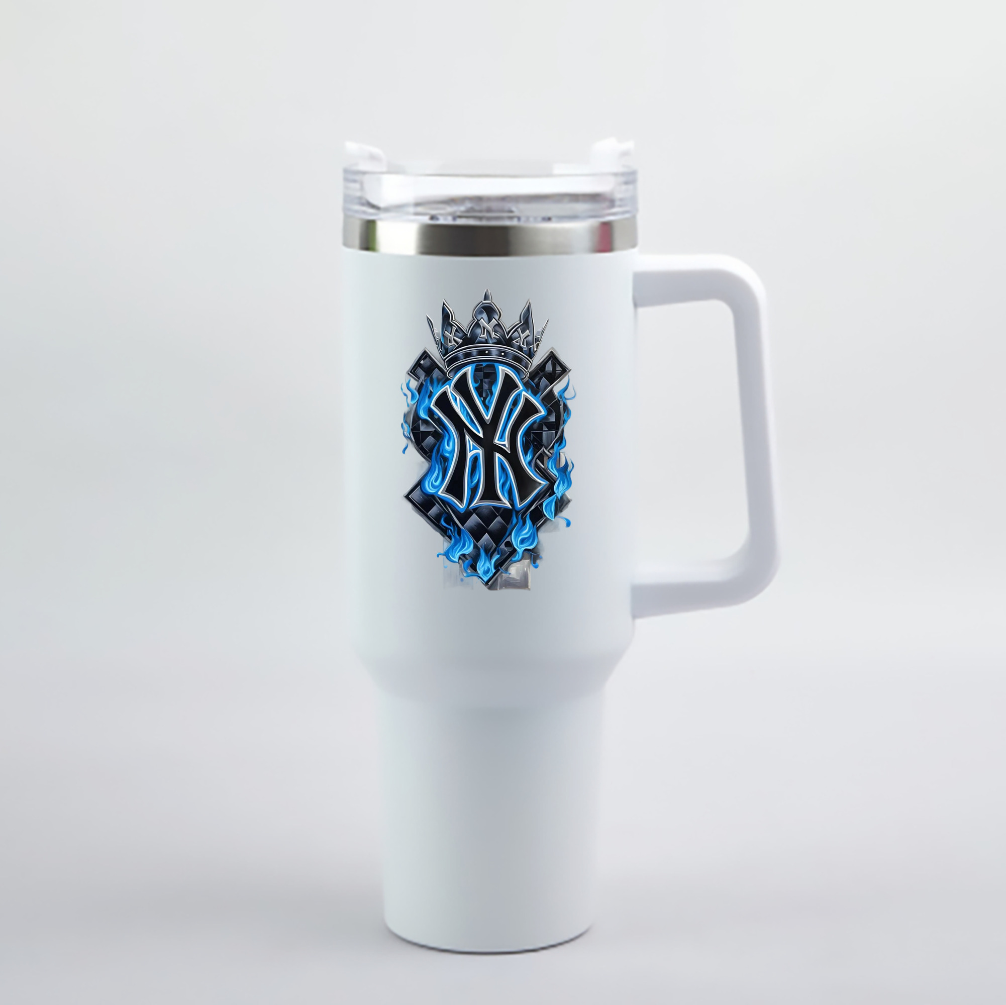 New York Yankees 285 40oz Handle Car Cup With Crystal Sticker Design – Durable Stainless Steel Travel Mug With Reusable Straw – Double Wall Insulated