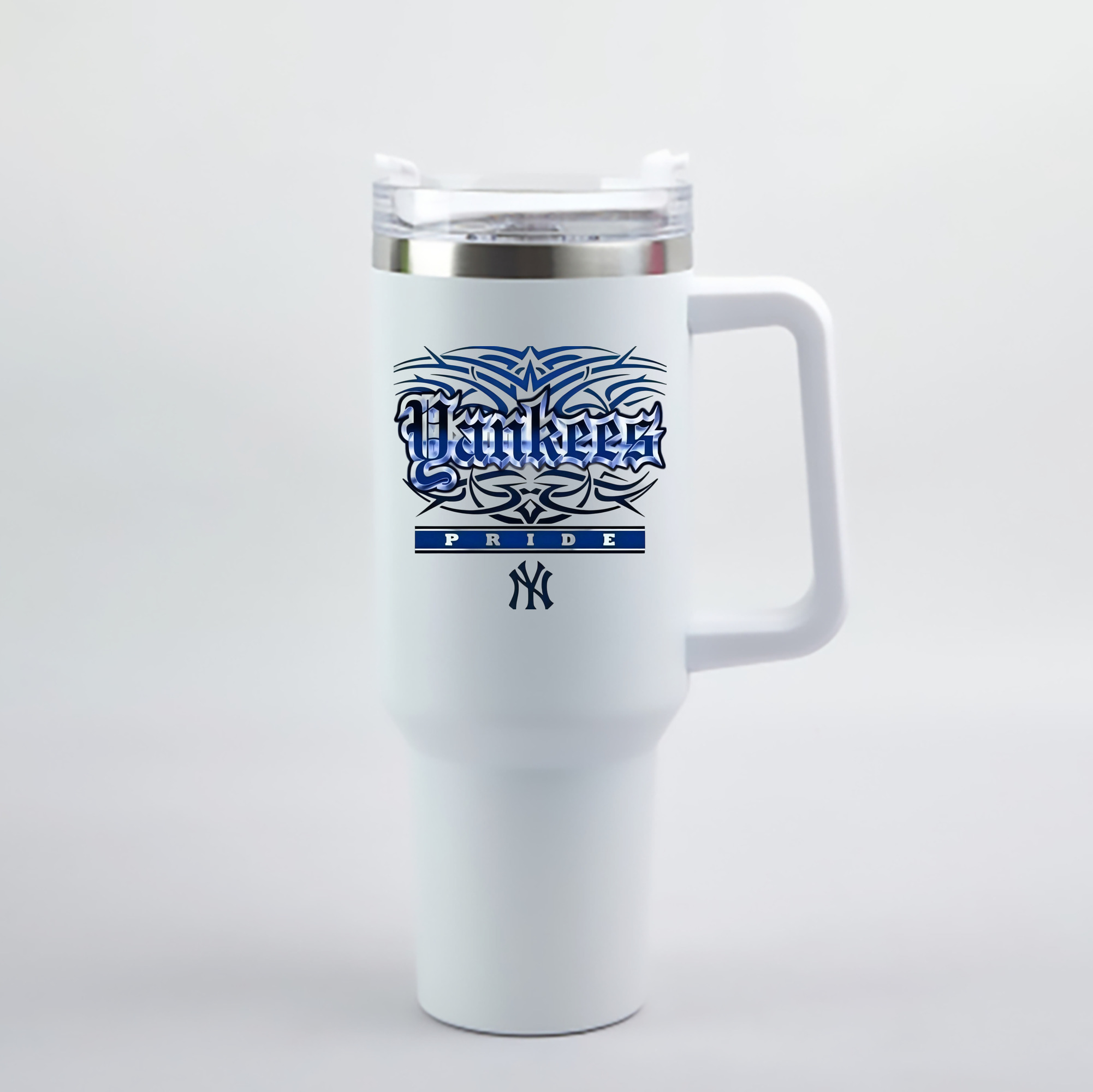 New York Yankees 278 40oz Handle Car Cup With Crystal Sticker Design – Durable Stainless Steel Travel Mug With Reusable Straw – Double Wall Insulated
