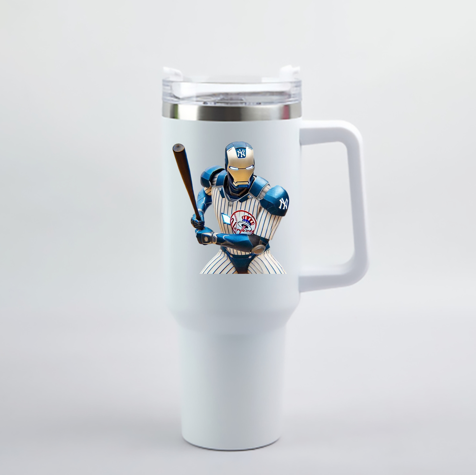 New York Yankees 283 40oz Handle Car Cup With Crystal Sticker Design – Durable Stainless Steel Travel Mug With Reusable Straw – Double Wall Insulated