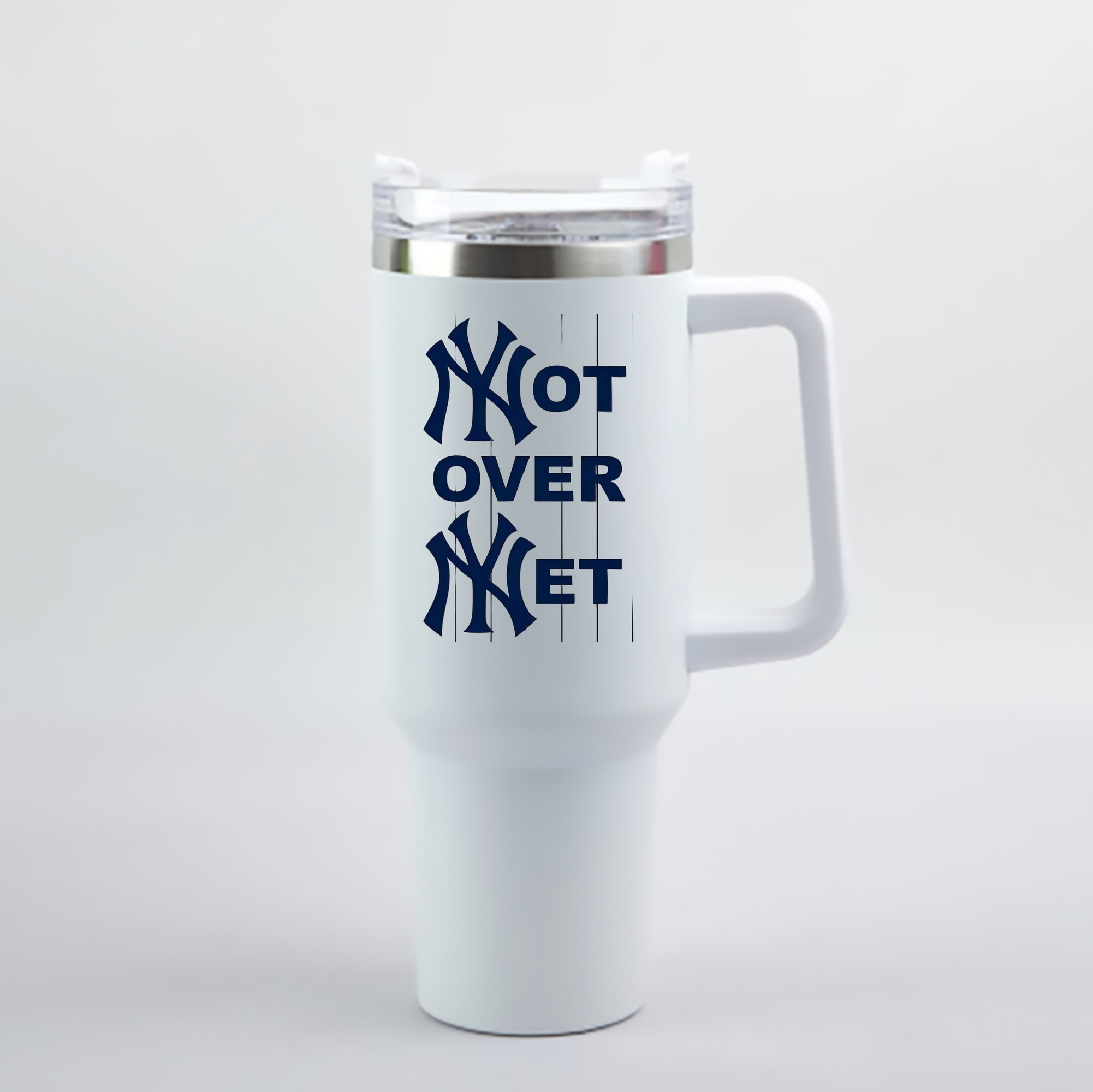 New York Yankees Not over Net 40oz Handle Car Cup With Crystal Sticker Design – Durable Stainless Steel Travel Mug With Reusable Straw – Double Wall Insulated