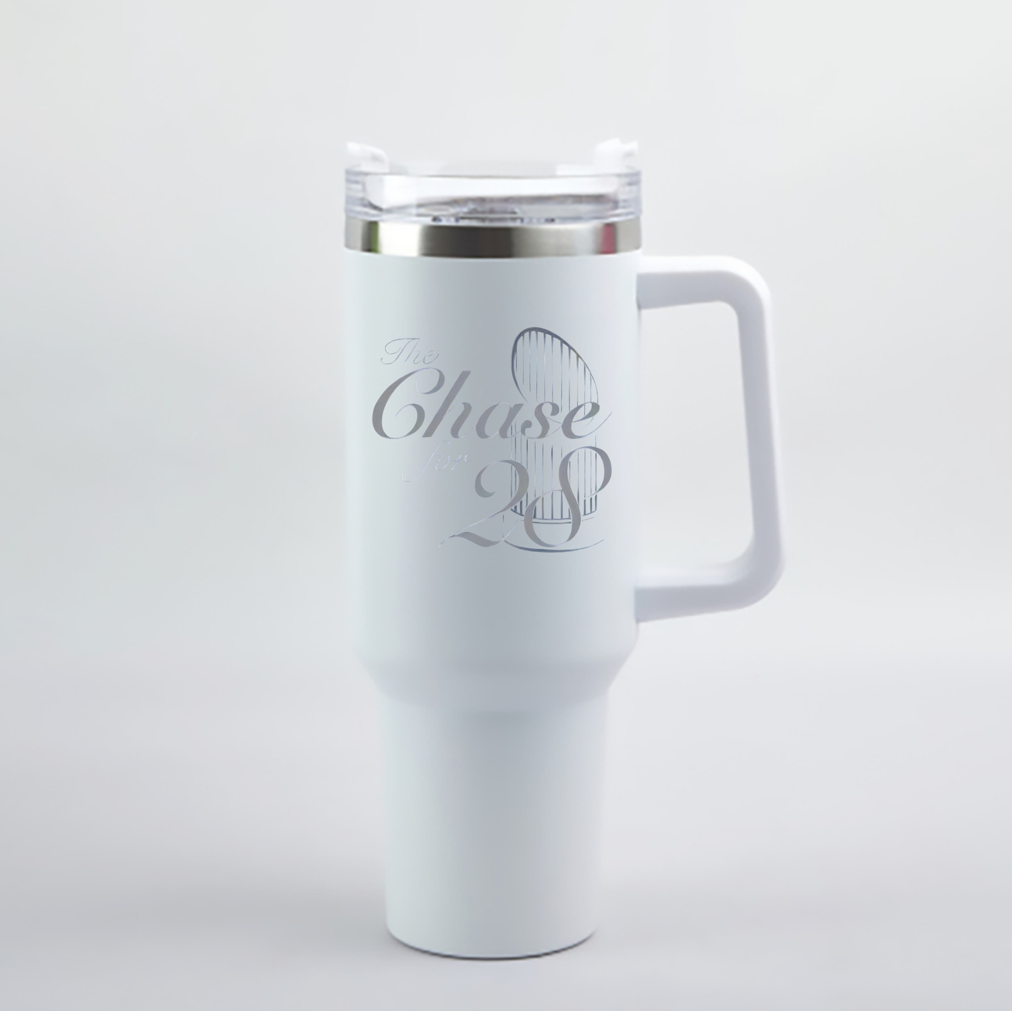 New York Yankees The Chase for 28 40oz Handle Car Cup With Crystal Sticker Design – Durable Stainless Steel Travel Mug With Reusable Straw – Double Wall Insulated