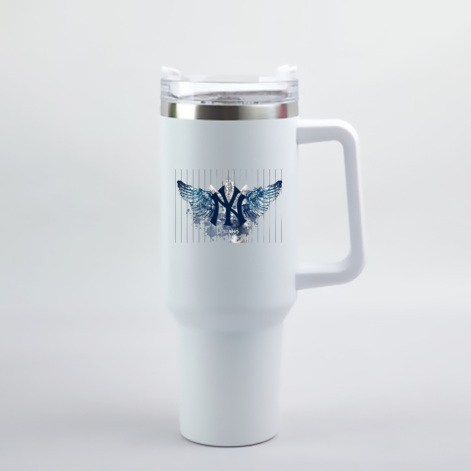 New York Yankees 293 40oz Handle Car Cup With Crystal Sticker Design – Durable Stainless Steel Travel Mug With Reusable Straw – Double Wall Insulated