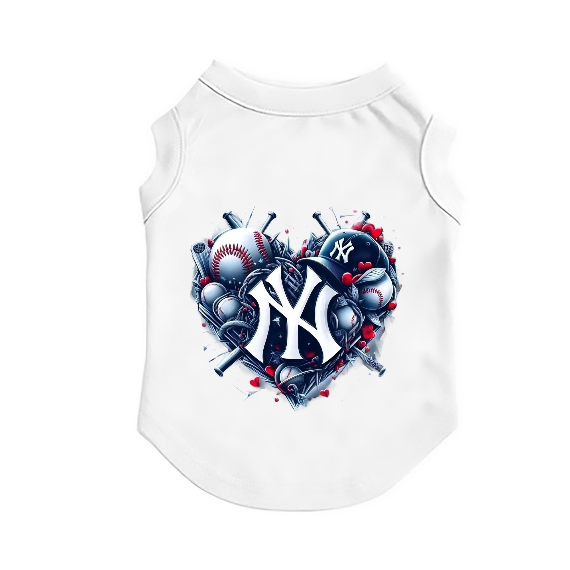 New York Yankees Heart Pet Vest – Durable Polyester With Heat Transfer Print – Comfortable And Stylish