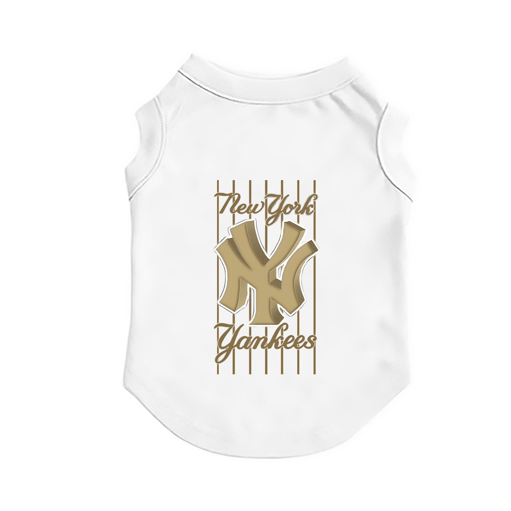 New York Yankees Pinstripe Golden Logo Pet Vest – Durable Polyester With Heat Transfer Print – Comfortable And Stylish