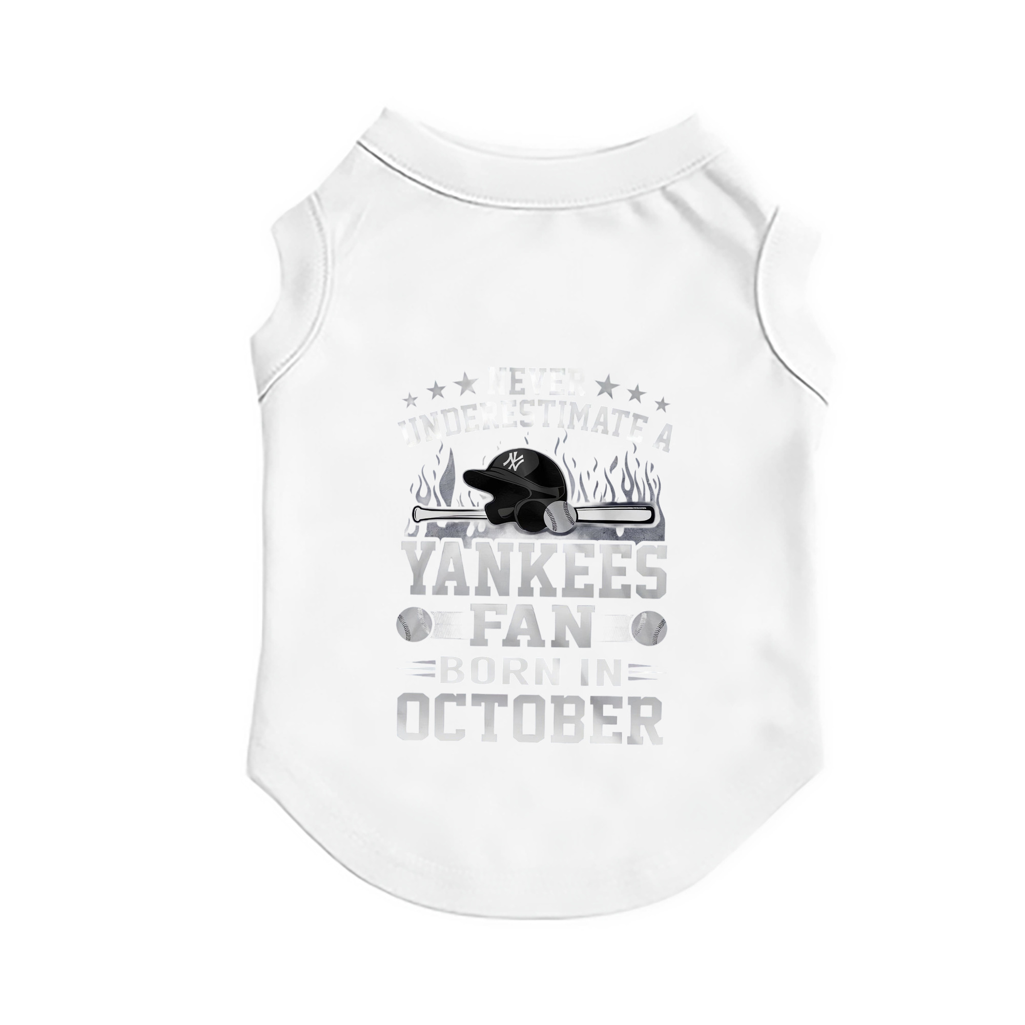 New York Yankees Never Underestimate A Yankees Fan Born in October Pet Vest – Durable Polyester With Heat Transfer Print – Comfortable And Stylish