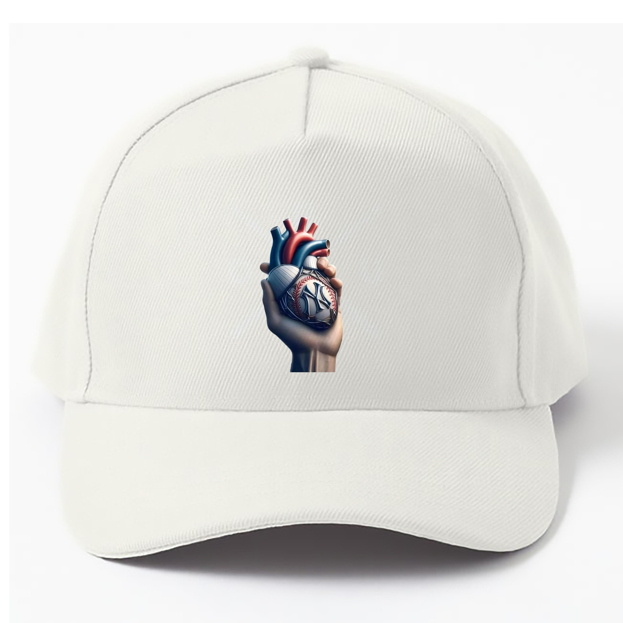 New York Yankees Heart 100% Cotton Baseball Cap – Heat Transfer Print – Comfortable, Durable, Perfect For Sports & Everyday Wear