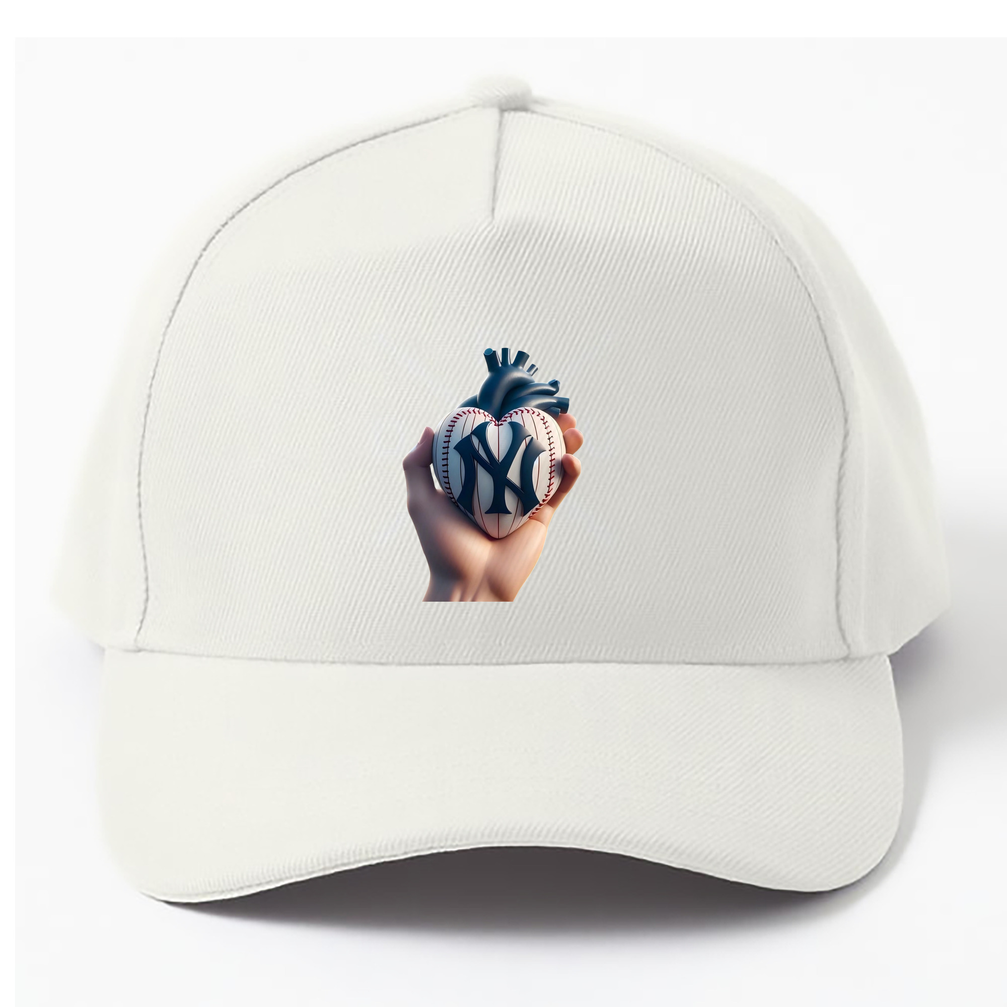 New York Yankees Heart 100% Cotton Baseball Cap – Heat Transfer Print – Comfortable, Durable, Perfect For Sports & Everyday Wear