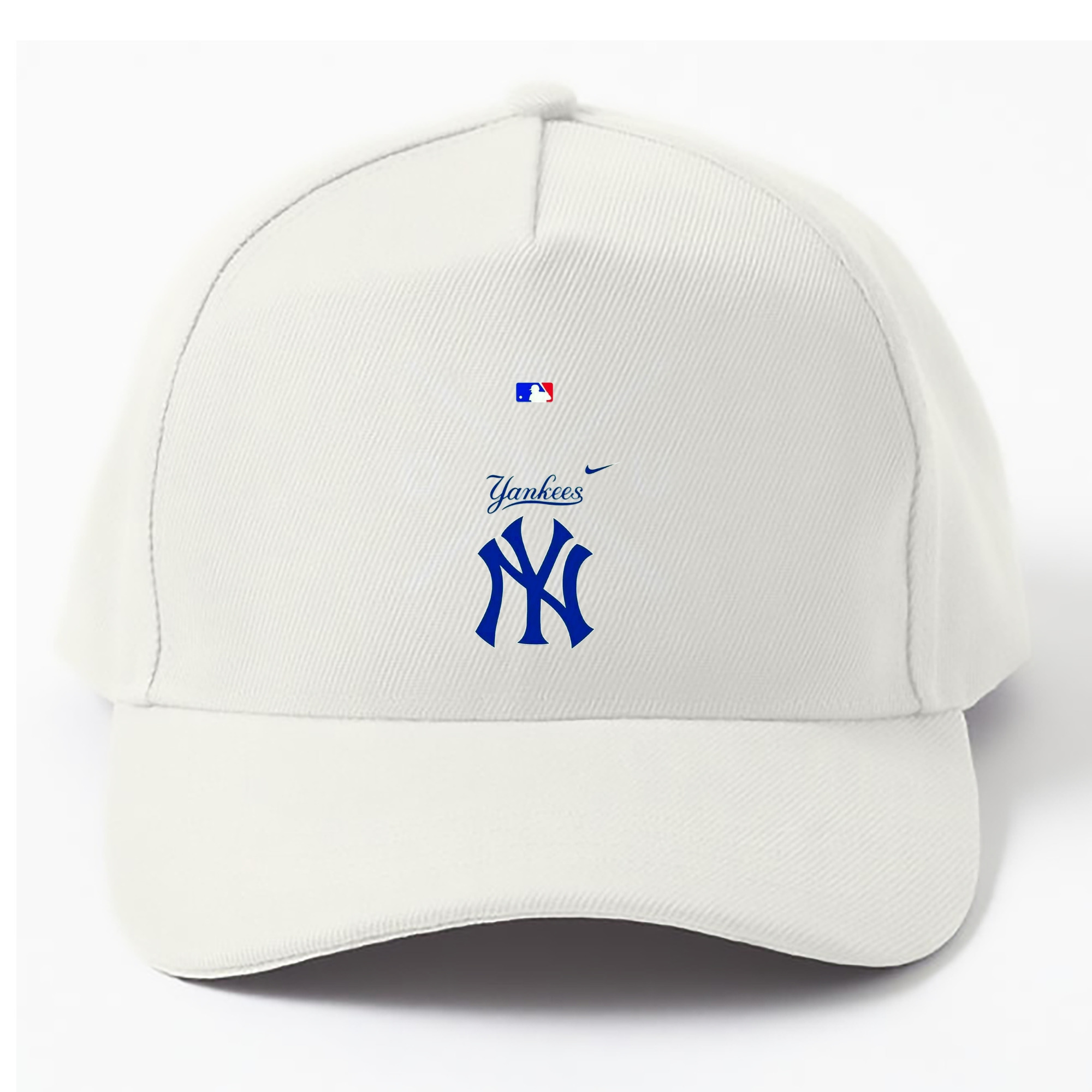 New York Yankees Blue Logo 100% Cotton Baseball Cap – Heat Transfer Print – Comfortable, Durable, Perfect For Sports & Everyday Wear