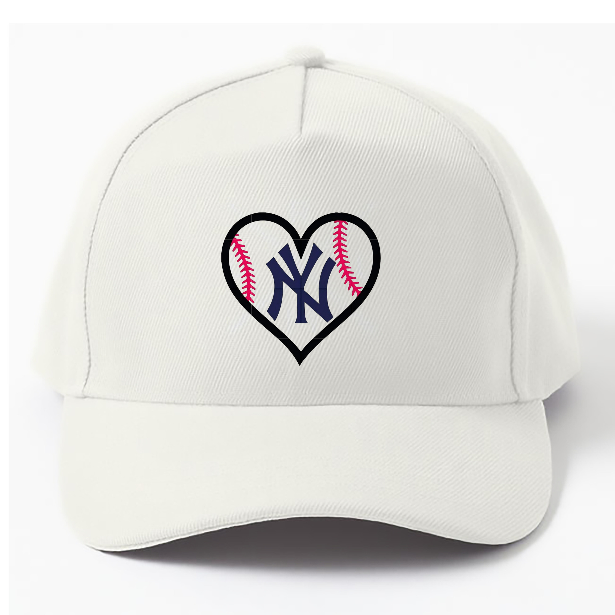 New York Yankees Heart 100% Cotton Baseball Cap – Heat Transfer Print – Comfortable, Durable, Perfect For Sports & Everyday Wear