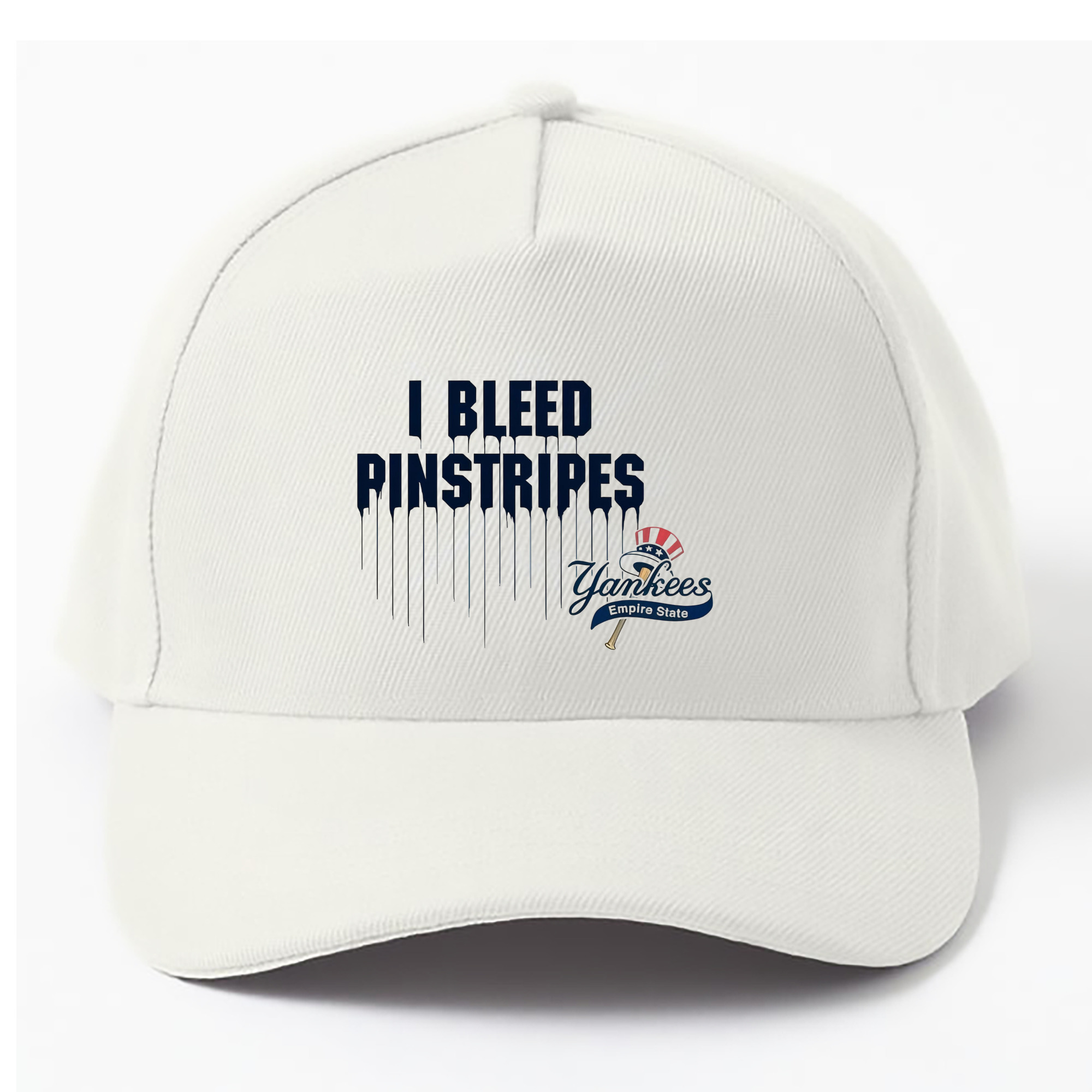 New York Yankees I Bleed Pinstripes 100% Cotton Baseball Cap – Heat Transfer Print – Comfortable, Durable, Perfect For Sports & Everyday Wear