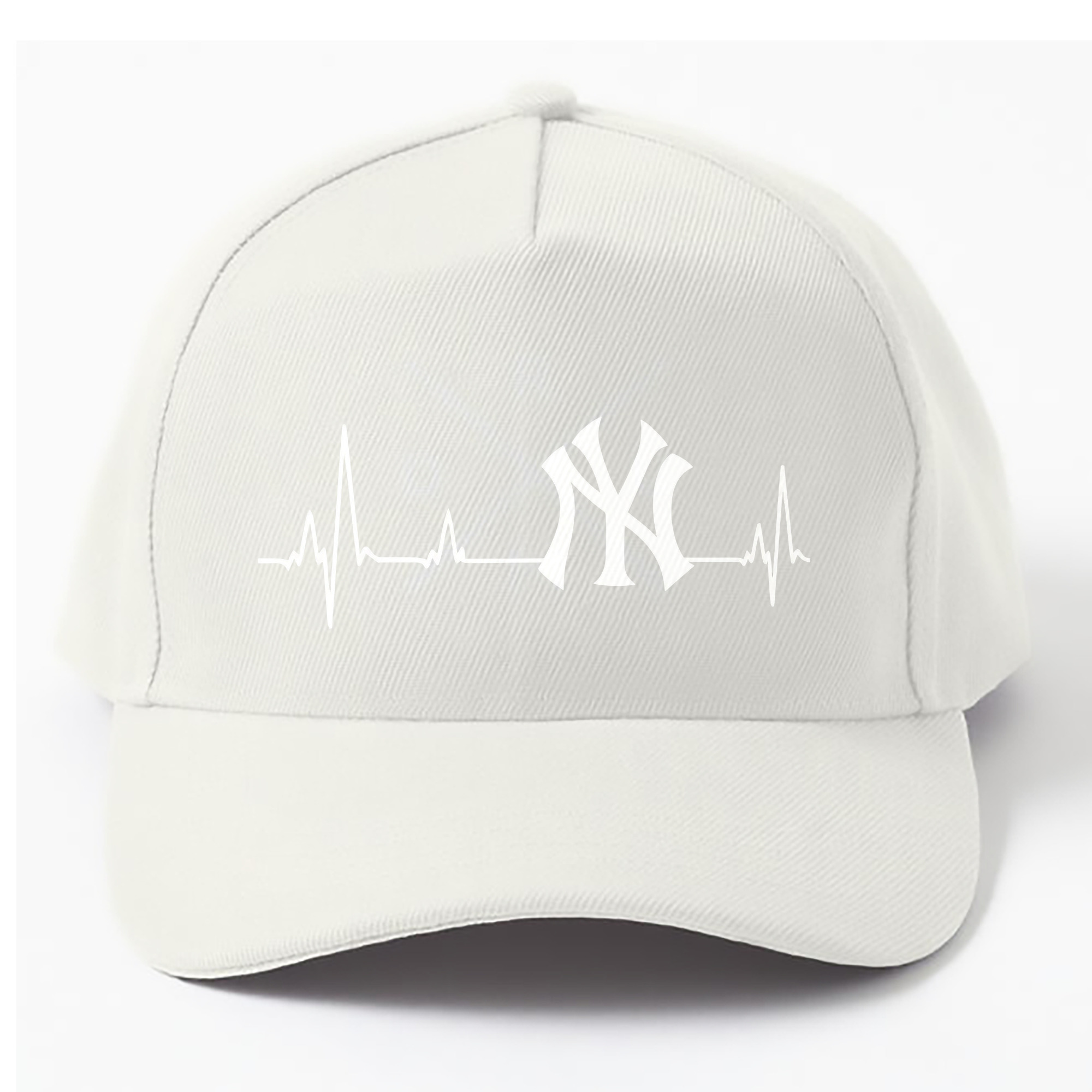 New York Yankees EKG Line 100% Cotton Baseball Cap – Heat Transfer Print – Comfortable, Durable, Perfect For Sports & Everyday Wear