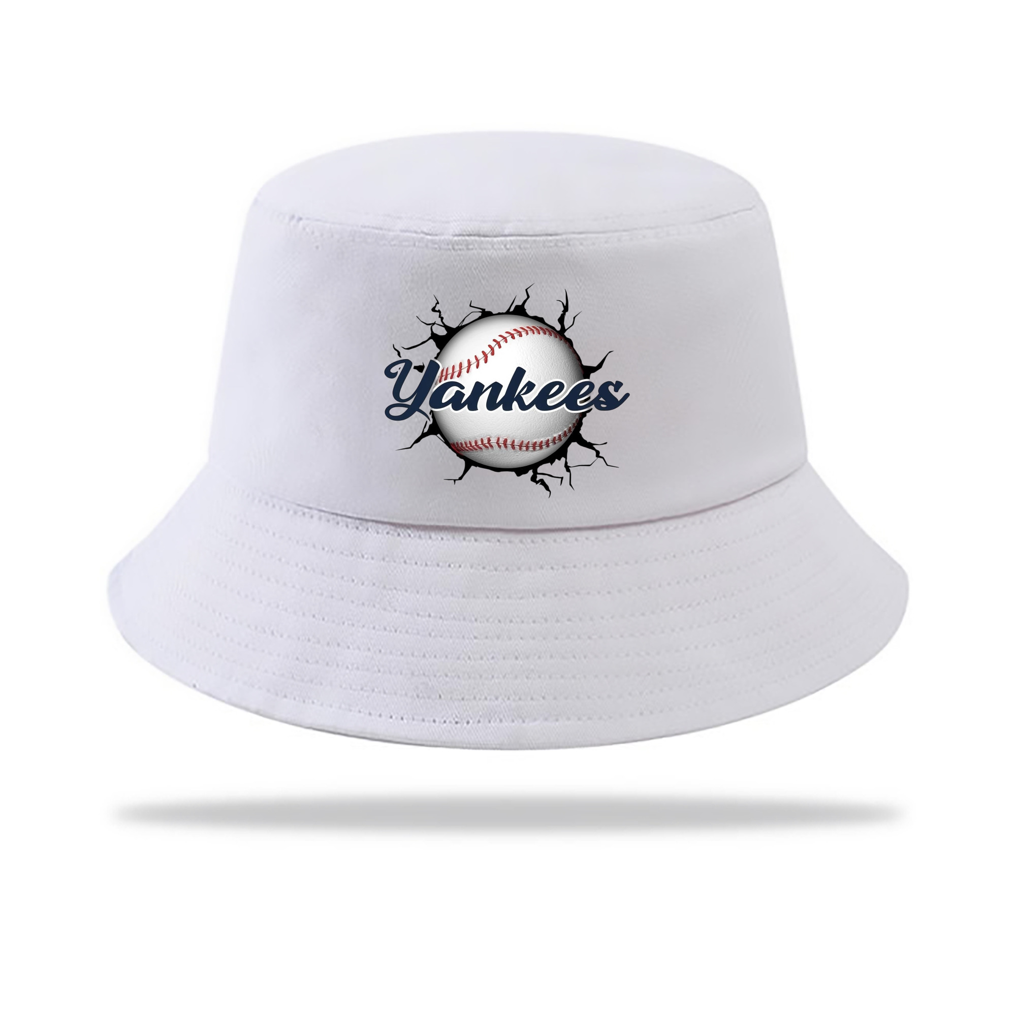 Yankees Baseball Wall And Art Outdoor Sun Protection Bucket Hat – Lightweight Breathable Knit & Woven Fabric – Ergonomic Wide Brim, Sweat-Absorbent, Stylish & Comfortable For Sports And Everyday Wear