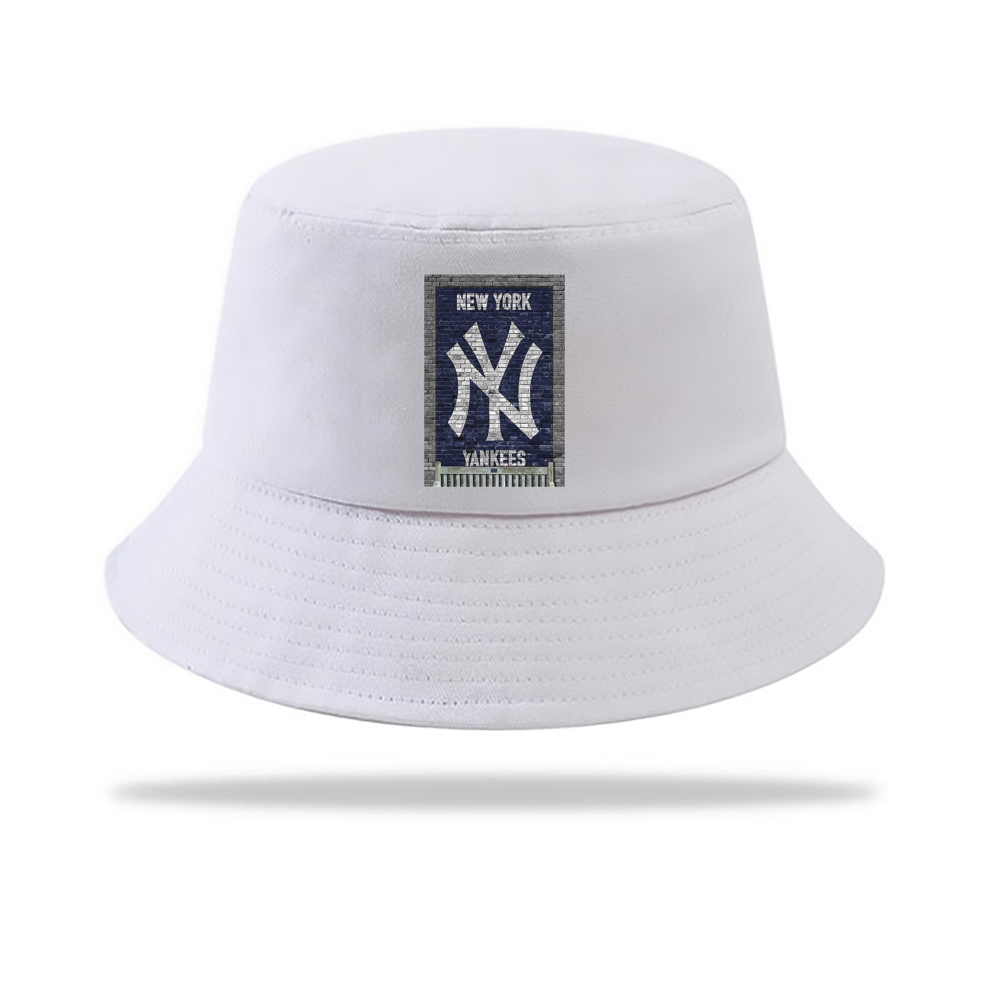 New York Yankees Wall Background Outdoor Sun Protection Bucket Hat – Lightweight Breathable Knit & Woven Fabric – Ergonomic Wide Brim, Sweat-Absorbent, Stylish & Comfortable For Sports And Everyday Wear