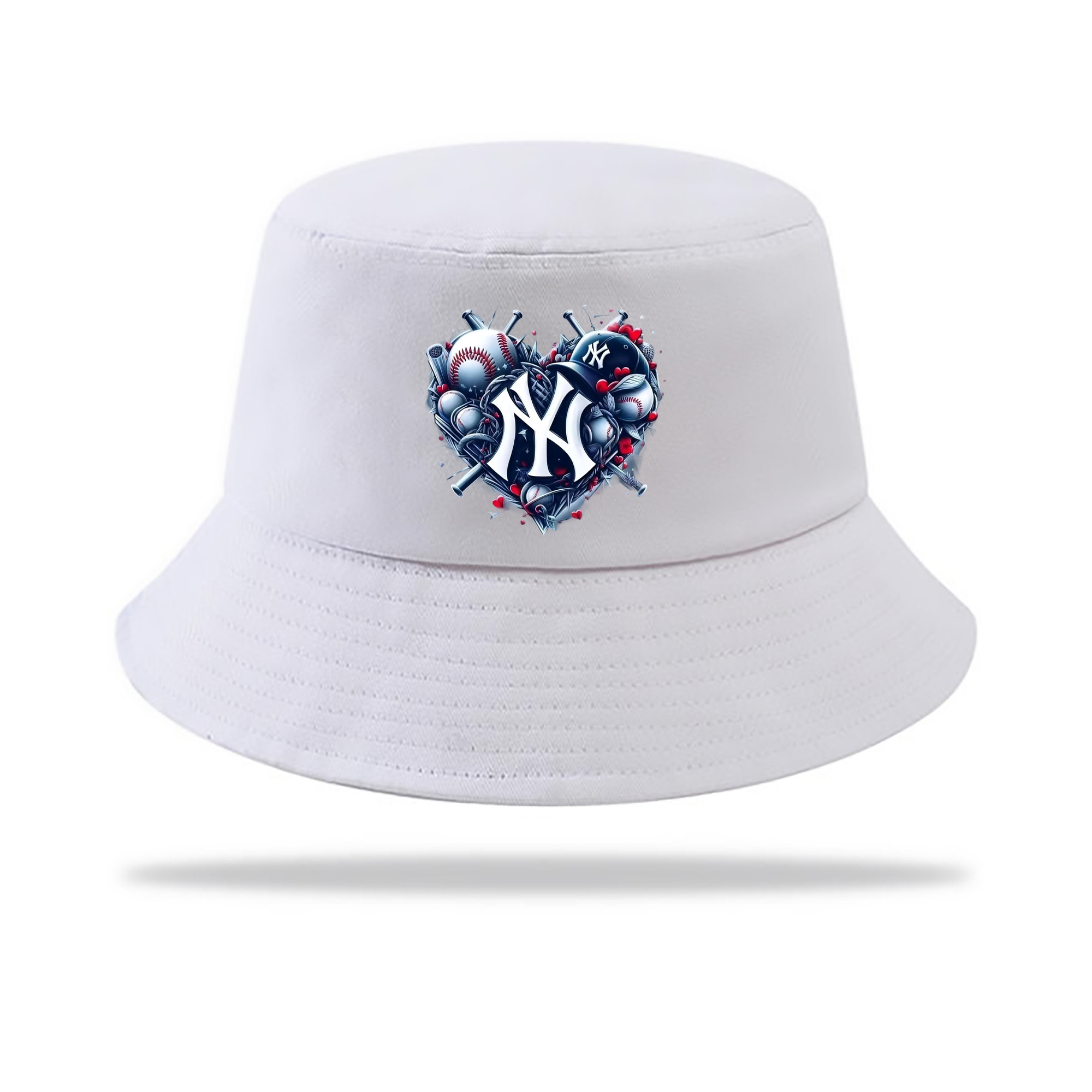 New York Yankees Heart Outdoor Sun Protection Bucket Hat – Lightweight Breathable Knit & Woven Fabric – Ergonomic Wide Brim, Sweat-Absorbent, Stylish & Comfortable For Sports And Everyday Wear