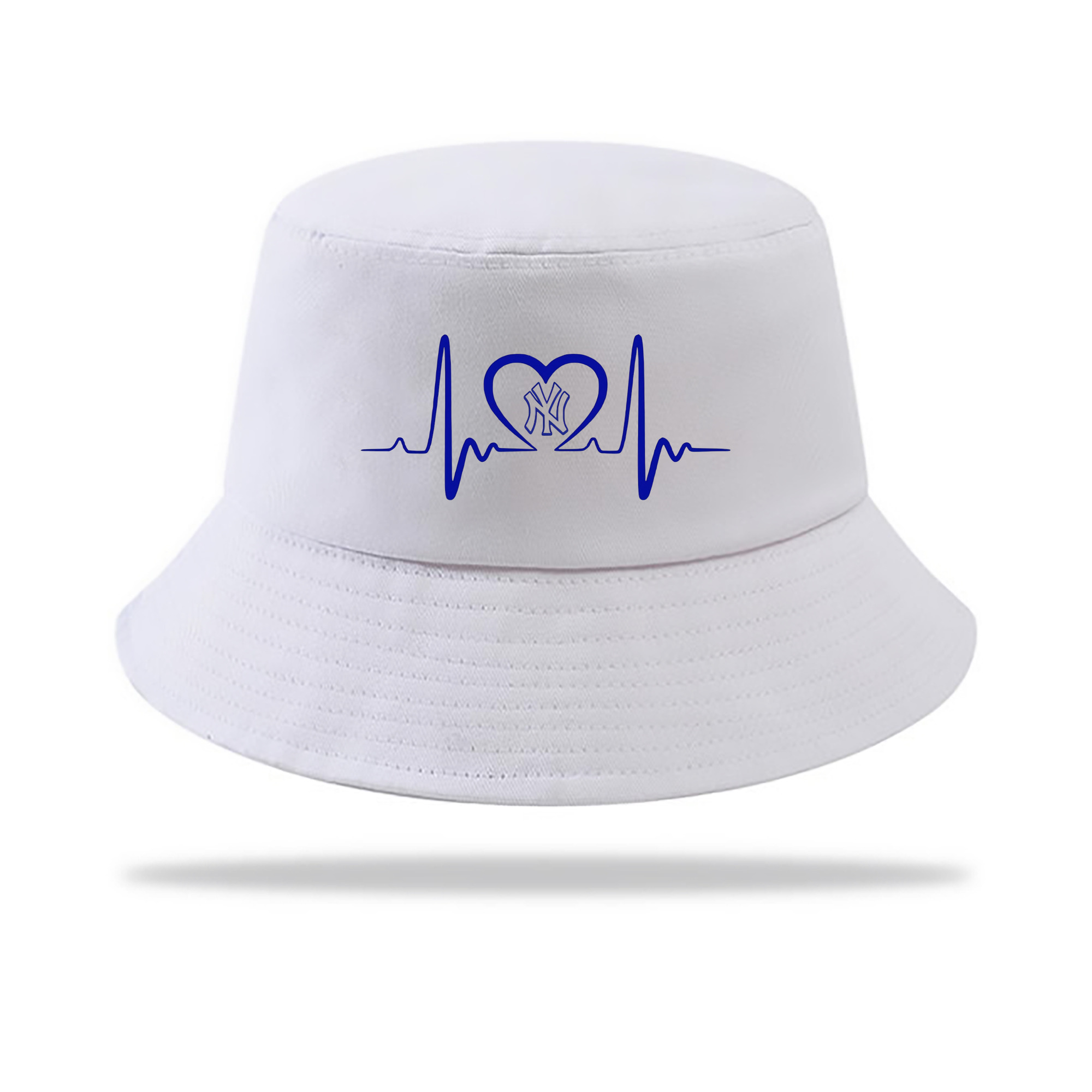 New York Yankees EKG Heart Line Outdoor Sun Protection Bucket Hat – Lightweight Breathable Knit & Woven Fabric – Ergonomic Wide Brim, Sweat-Absorbent, Stylish & Comfortable For Sports And Everyday Wear