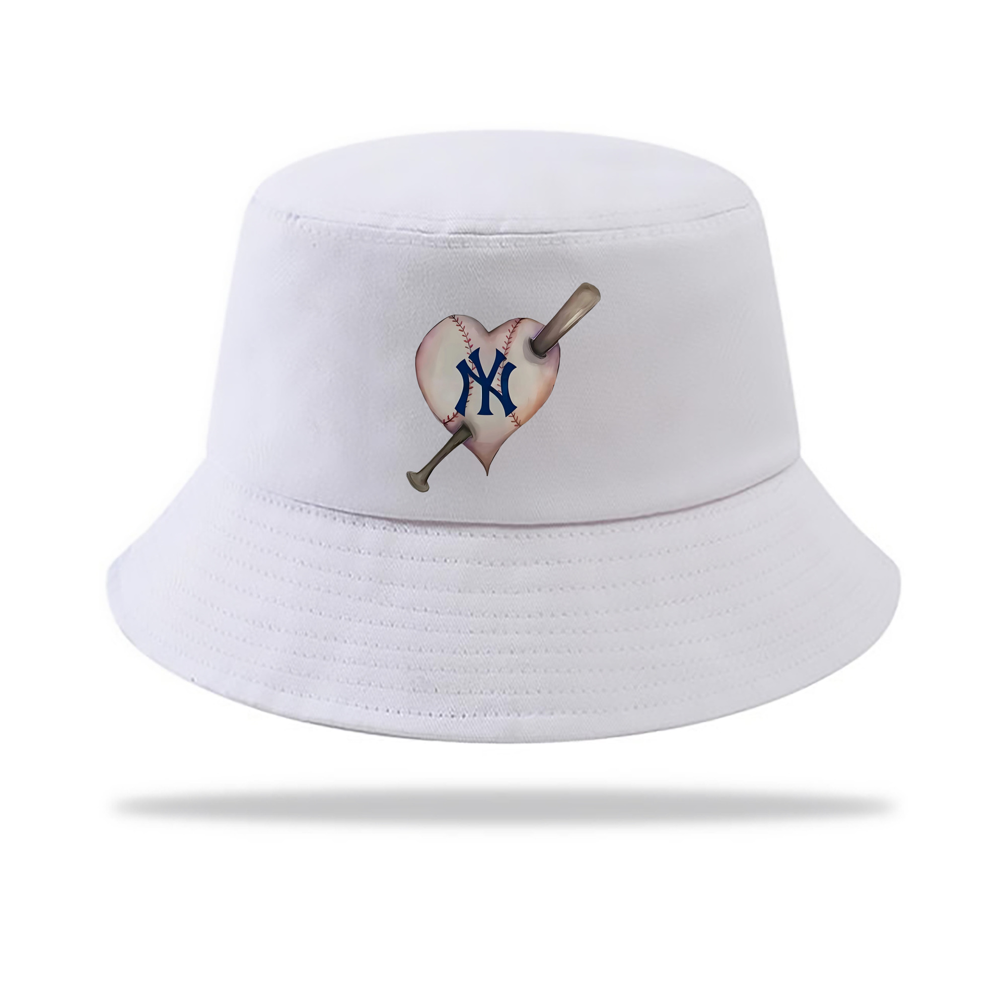 New York Yankees Heart Outdoor Sun Protection Bucket Hat – Lightweight Breathable Knit & Woven Fabric – Ergonomic Wide Brim, Sweat-Absorbent, Stylish & Comfortable For Sports And Everyday Wear