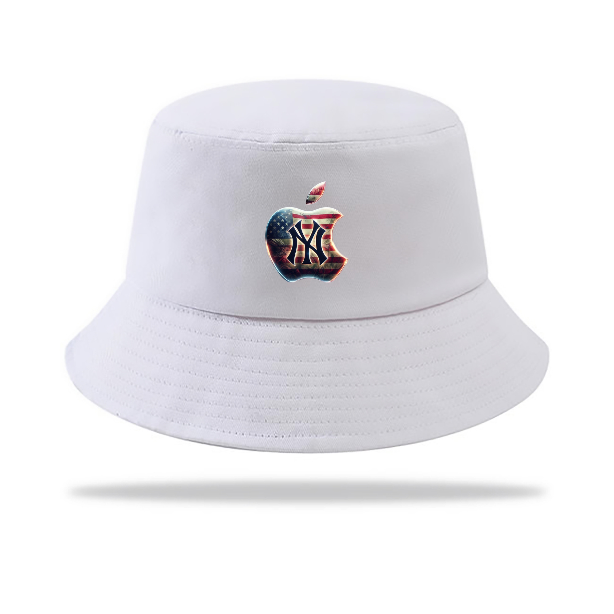 New York Yankees Apple US Flag Outdoor Sun Protection Bucket Hat – Lightweight Breathable Knit & Woven Fabric – Ergonomic Wide Brim, Sweat-Absorbent, Stylish & Comfortable For Sports And Everyday Wear