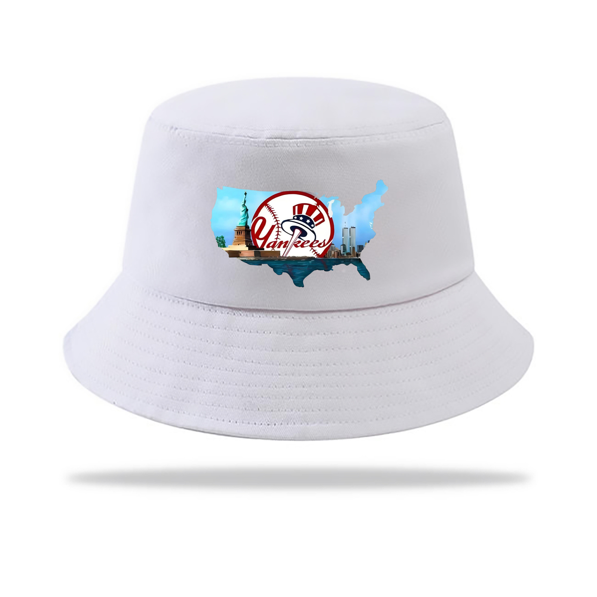 New York Yankees Whole USA Outdoor Sun Protection Bucket Hat – Lightweight Breathable Knit & Woven Fabric – Ergonomic Wide Brim, Sweat-Absorbent, Stylish & Comfortable For Sports And Everyday Wear