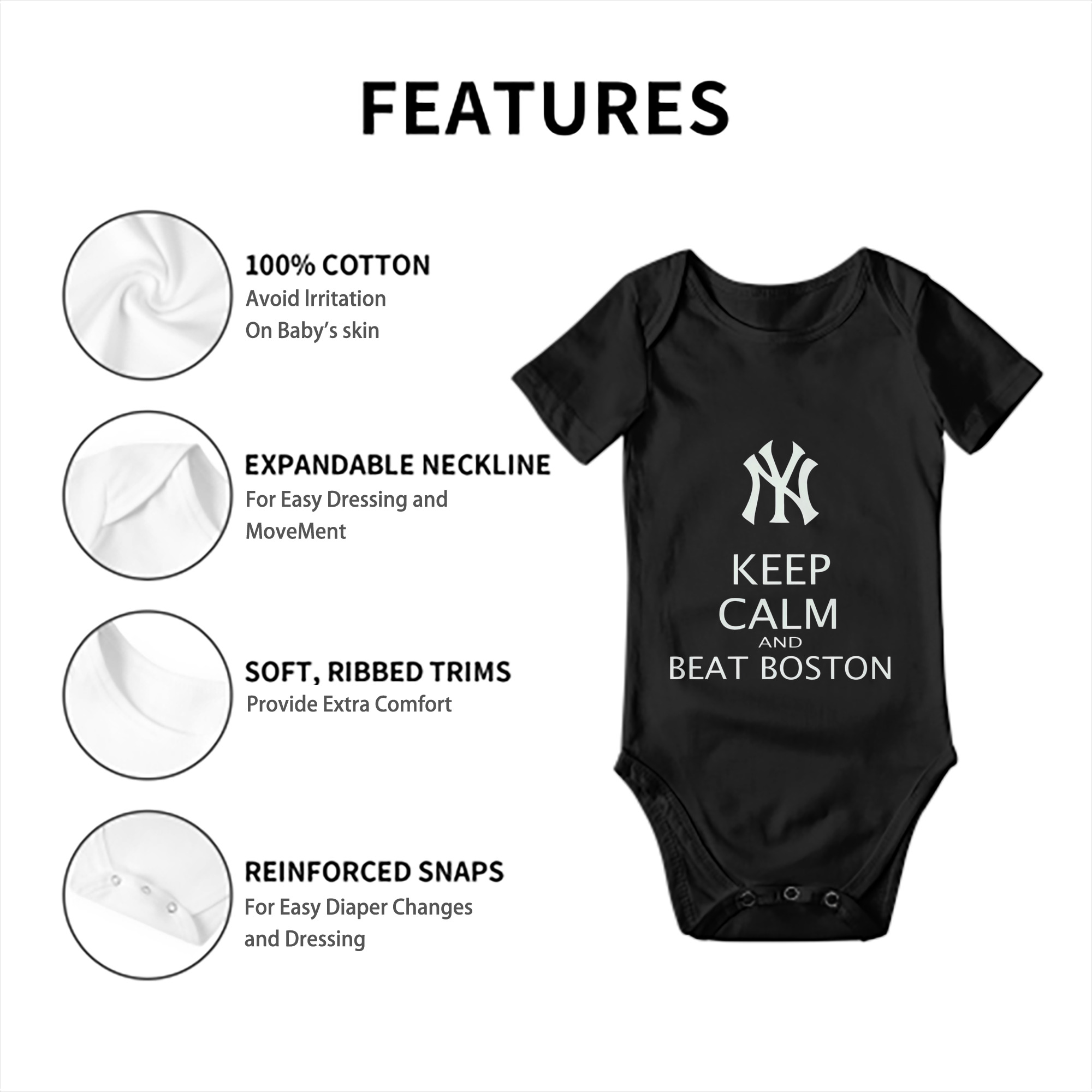 New York Yankees 26 Baby Short Sleeve Romper – 100% Cotton Soft & Breathable Digital Print Onesie With Easy Snap Closure And Envelope Shoulder – Comfortable For Daily Wear & Travel