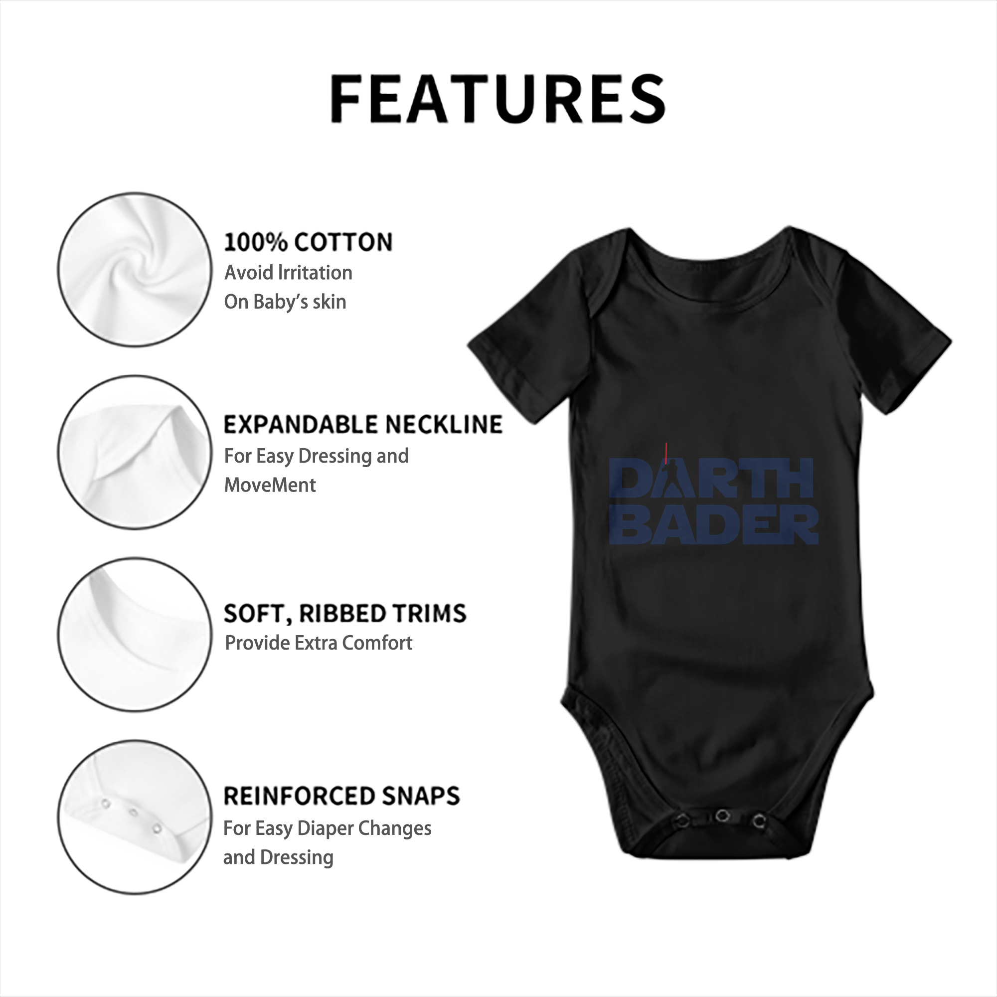 New York Yankees Harrison Bader Darth Bader Baby Short Sleeve Romper – 100% Cotton Soft & Breathable Digital Print Onesie With Easy Snap Closure And Envelope Shoulder – Comfortable For Daily Wear & Travel