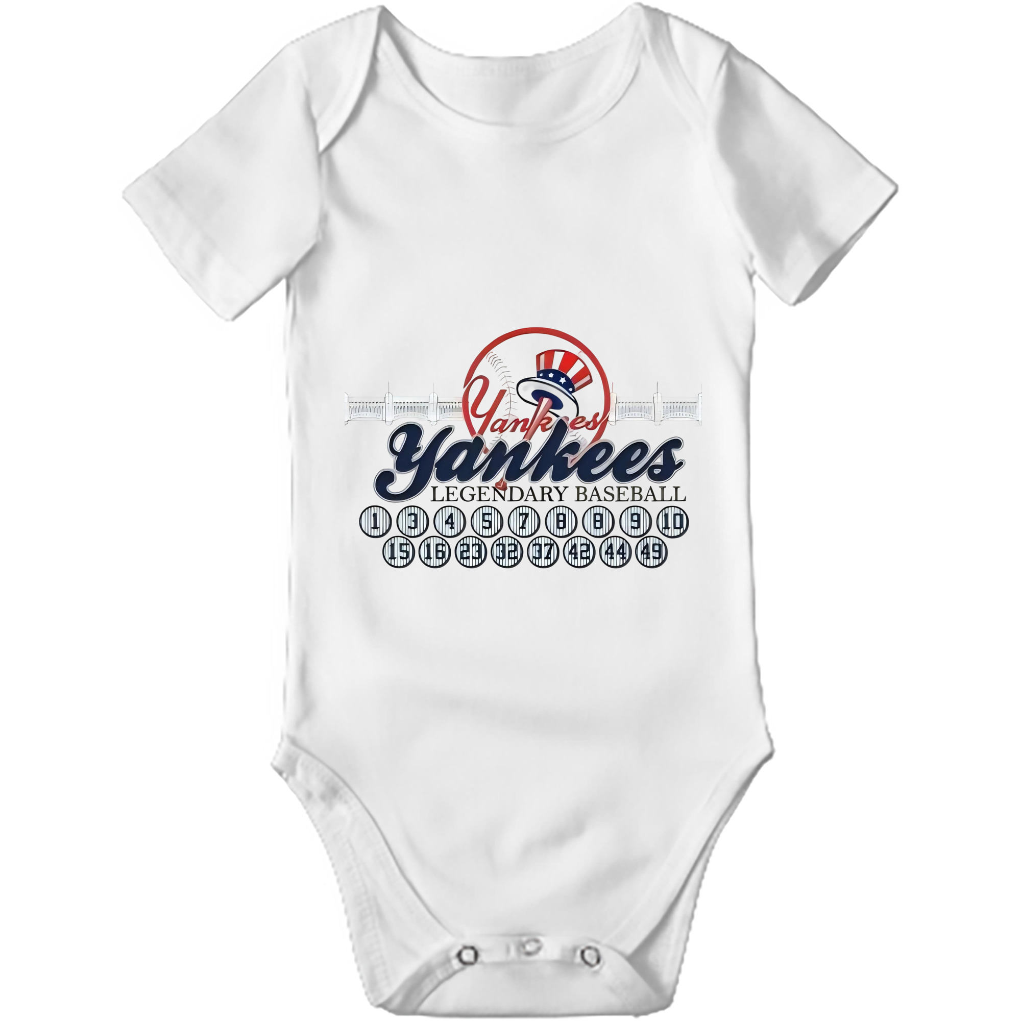 New York Yankees Legendary Baseball Baby Short Sleeve Romper – 100% Cotton Soft & Breathable Digital Print Onesie With Easy Snap Closure And Envelope Shoulder – Comfortable For Daily Wear & Travel