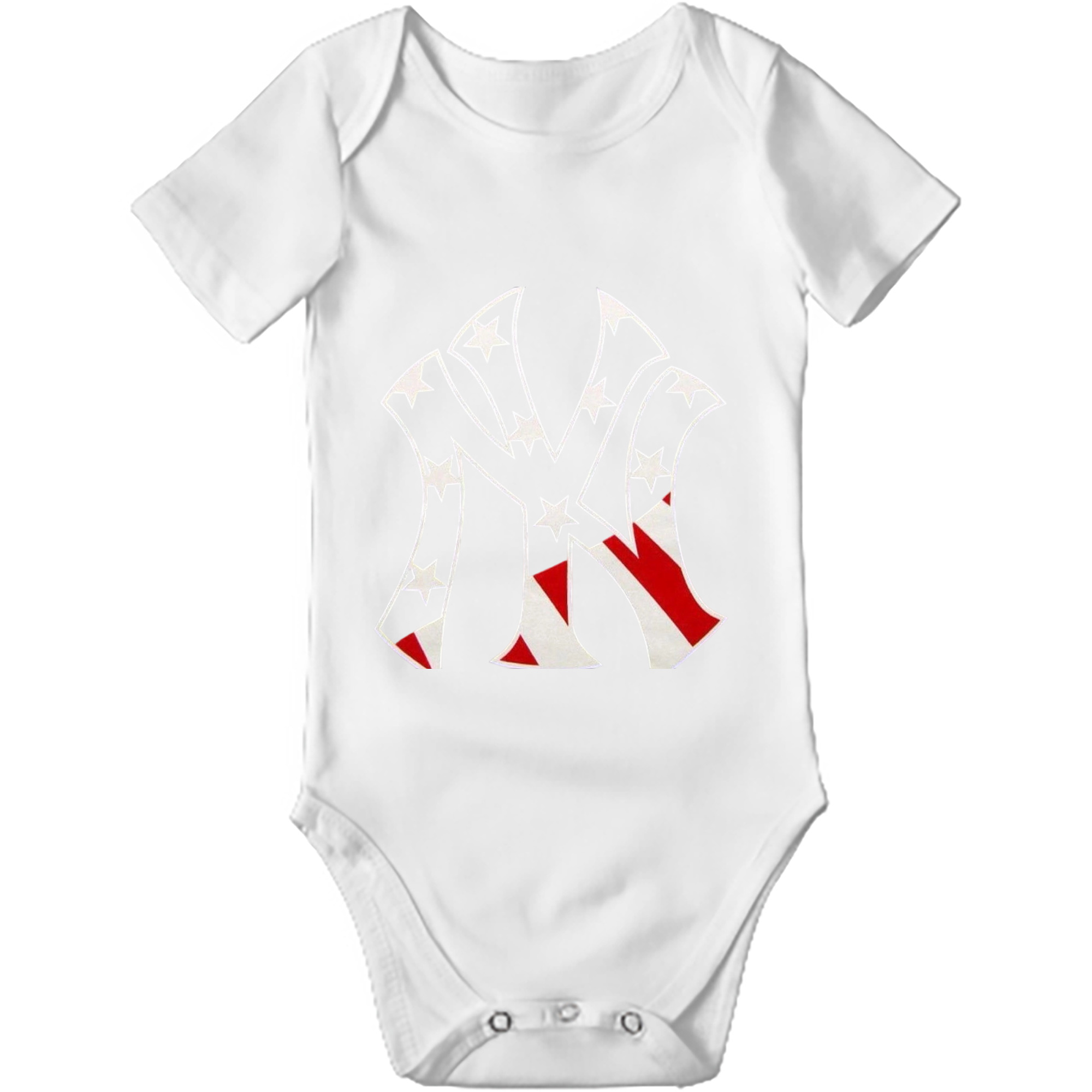 New York Yankees Logo USA Baby Short Sleeve Romper – 100% Cotton Soft & Breathable Digital Print Onesie With Easy Snap Closure And Envelope Shoulder – Comfortable For Daily Wear & Travel