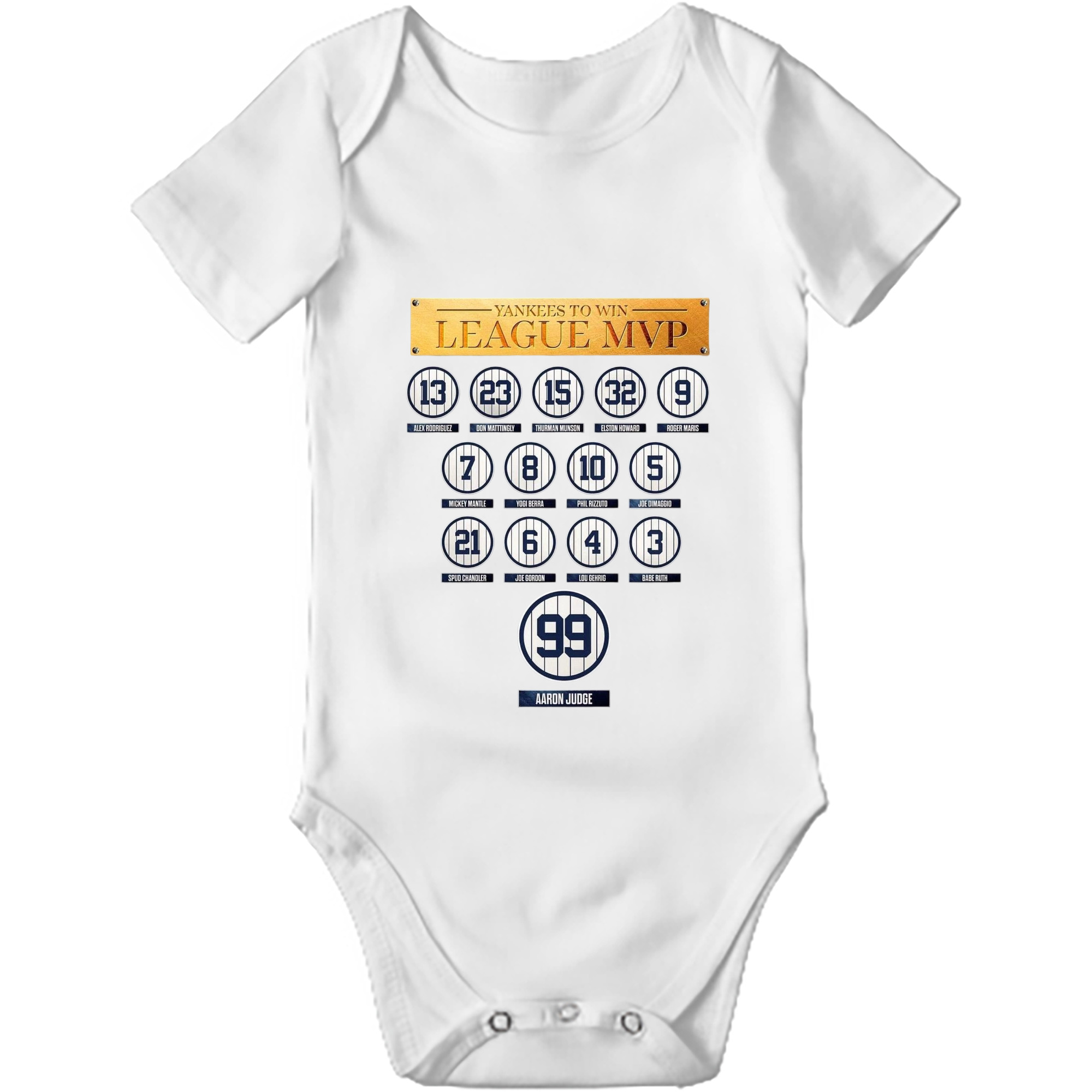 New York Yankees To Win League MVP Baby Short Sleeve Romper – 100% Cotton Soft & Breathable Digital Print Onesie With Easy Snap Closure And Envelope Shoulder – Comfortable For Daily Wear & Travel