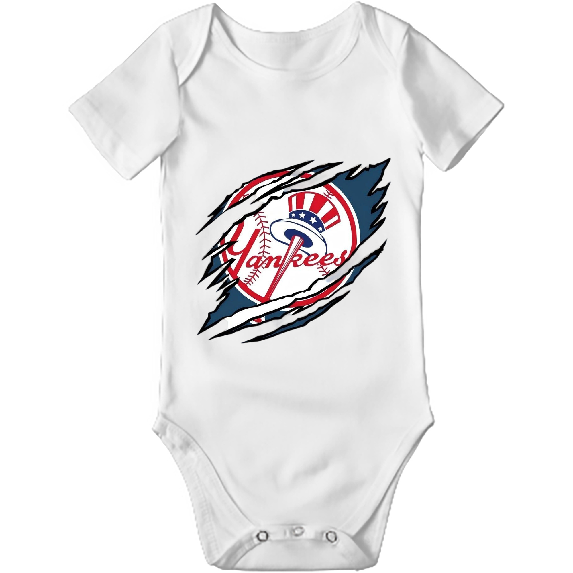 New York Yankees Claw Logo Baby Short Sleeve Romper – 100% Cotton Soft & Breathable Digital Print Onesie With Easy Snap Closure And Envelope Shoulder – Comfortable For Daily Wear & Travel