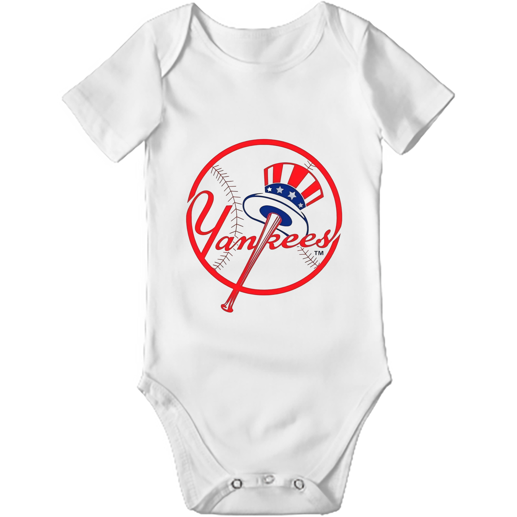 New York Yankees Logo Baby Short Sleeve Romper – 100% Cotton Soft & Breathable Digital Print Onesie With Easy Snap Closure And Envelope Shoulder – Comfortable For Daily Wear & Travel