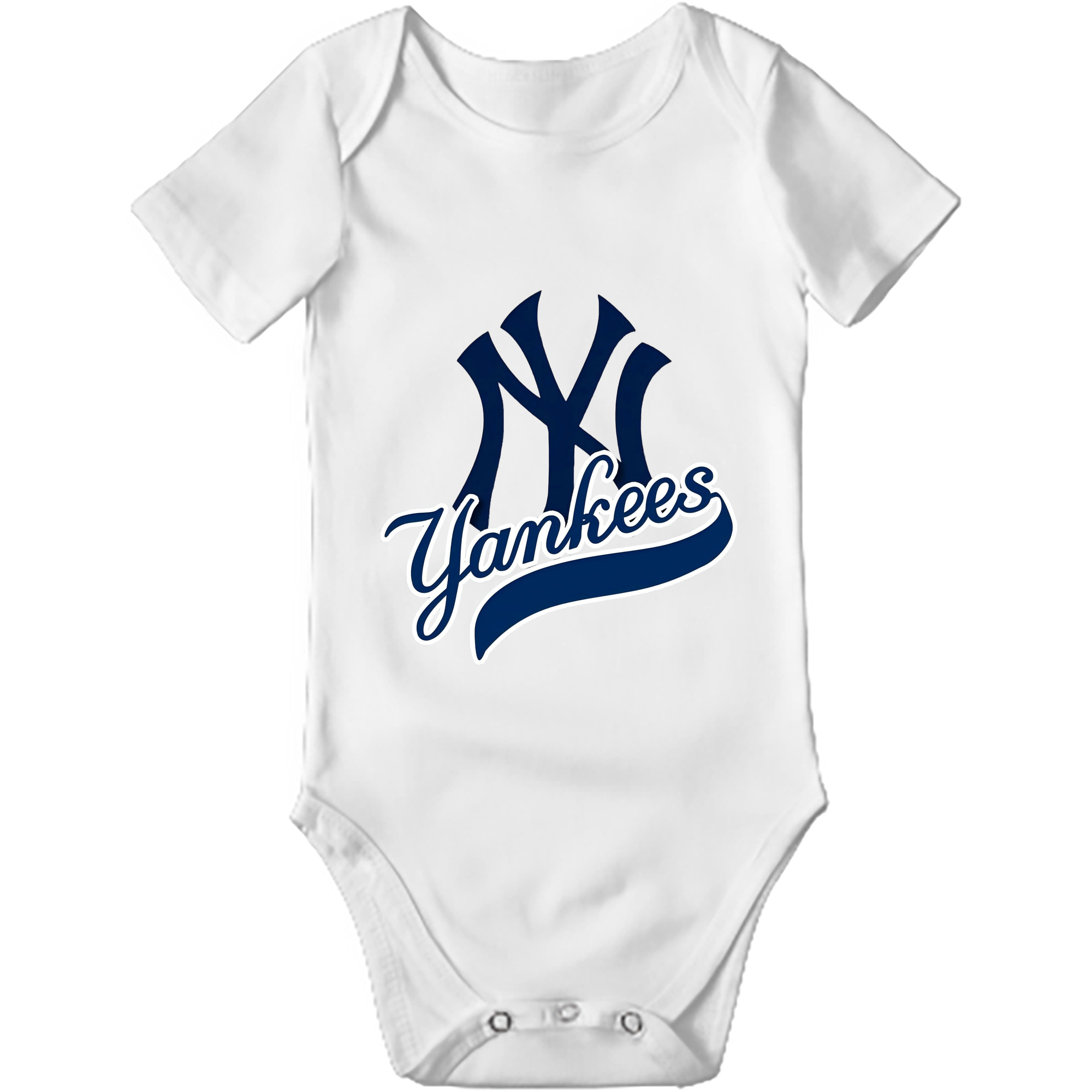 New York Yankees Blue Logo Baby Short Sleeve Romper – 100% Cotton Soft & Breathable Digital Print Onesie With Easy Snap Closure And Envelope Shoulder – Comfortable For Daily Wear & Travel