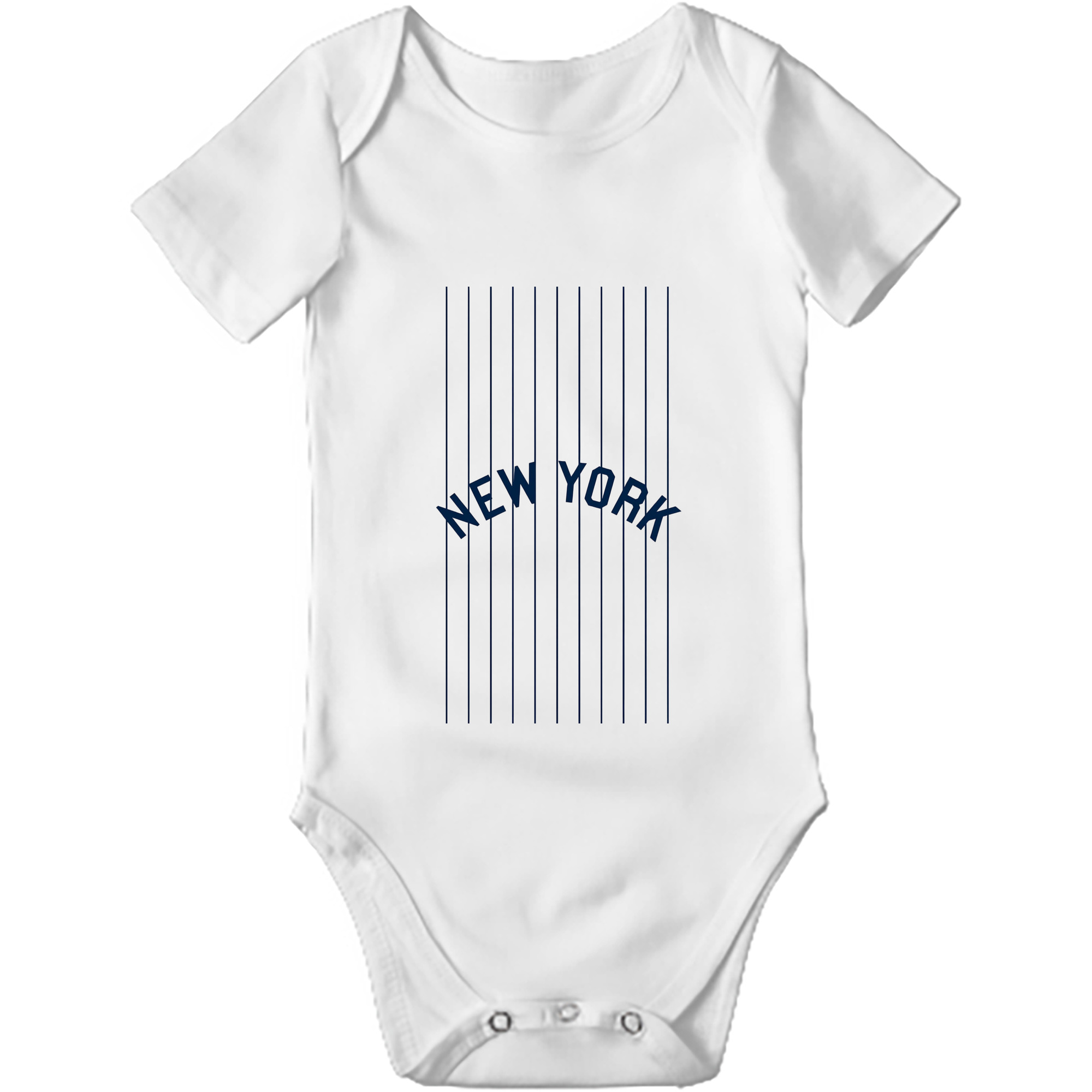 New York Yankees Pinstripe New York Baby Short Sleeve Romper – 100% Cotton Soft & Breathable Digital Print Onesie With Easy Snap Closure And Envelope Shoulder – Comfortable For Daily Wear & Travel