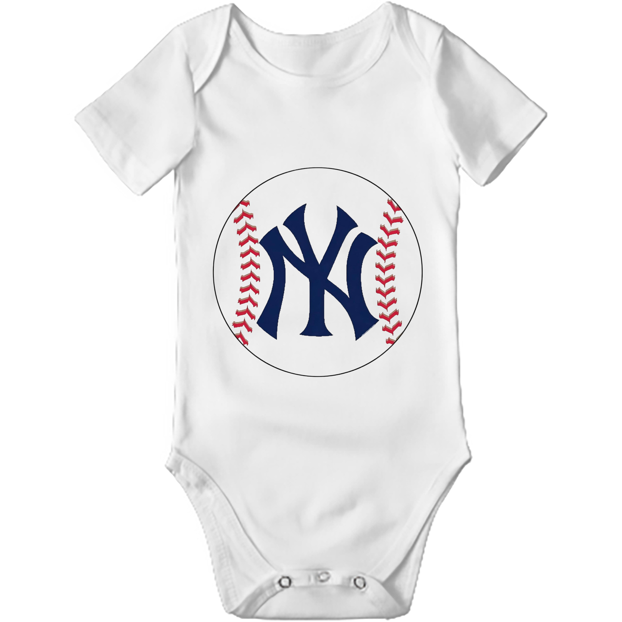 New York Yankees Baseball Baby Short Sleeve Romper – 100% Cotton Soft & Breathable Digital Print Onesie With Easy Snap Closure And Envelope Shoulder – Comfortable For Daily Wear & Travel