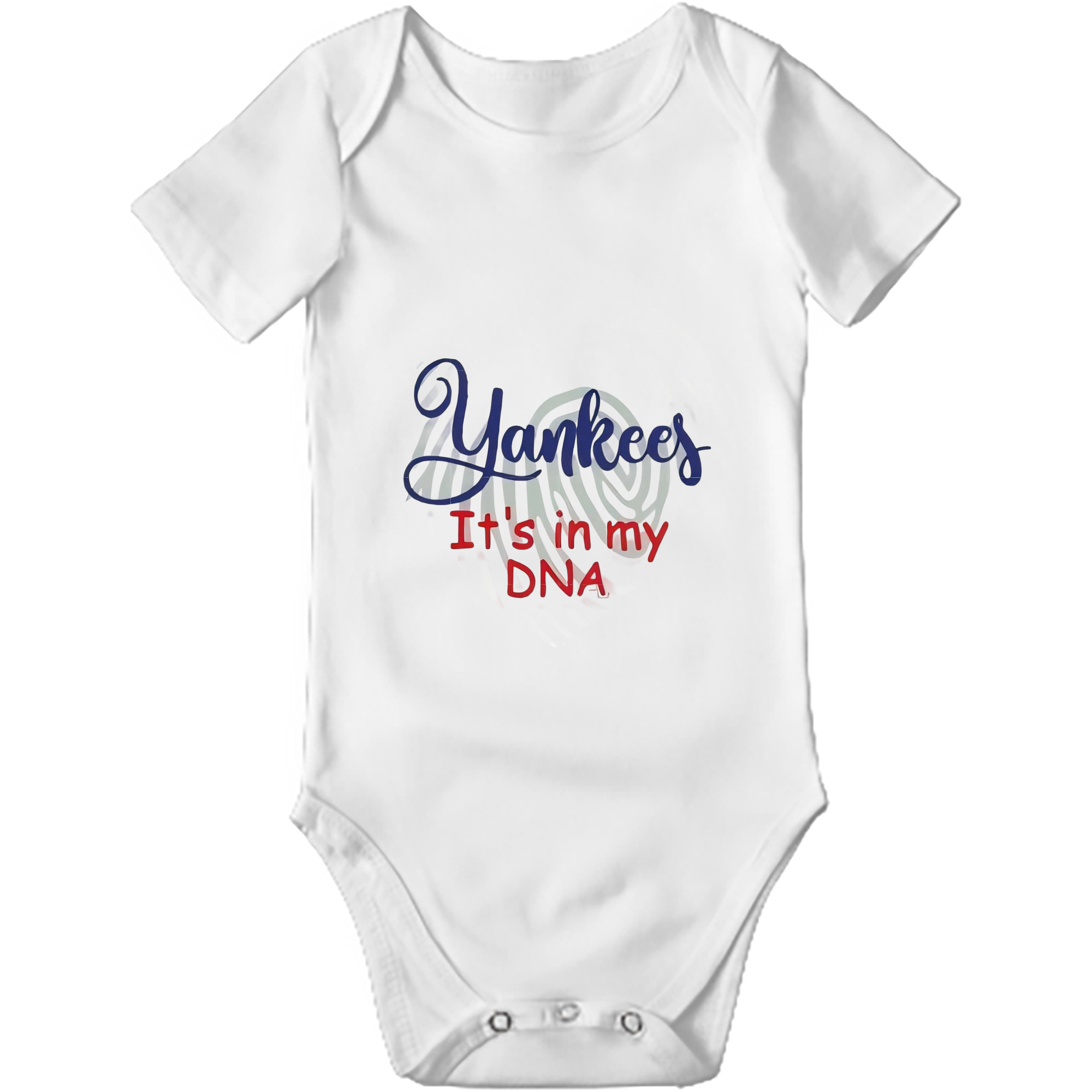 New York Yankees It's In My DNA Baby Short Sleeve Romper – 100% Cotton Soft & Breathable Digital Print Onesie With Easy Snap Closure And Envelope Shoulder – Comfortable For Daily Wear & Travel