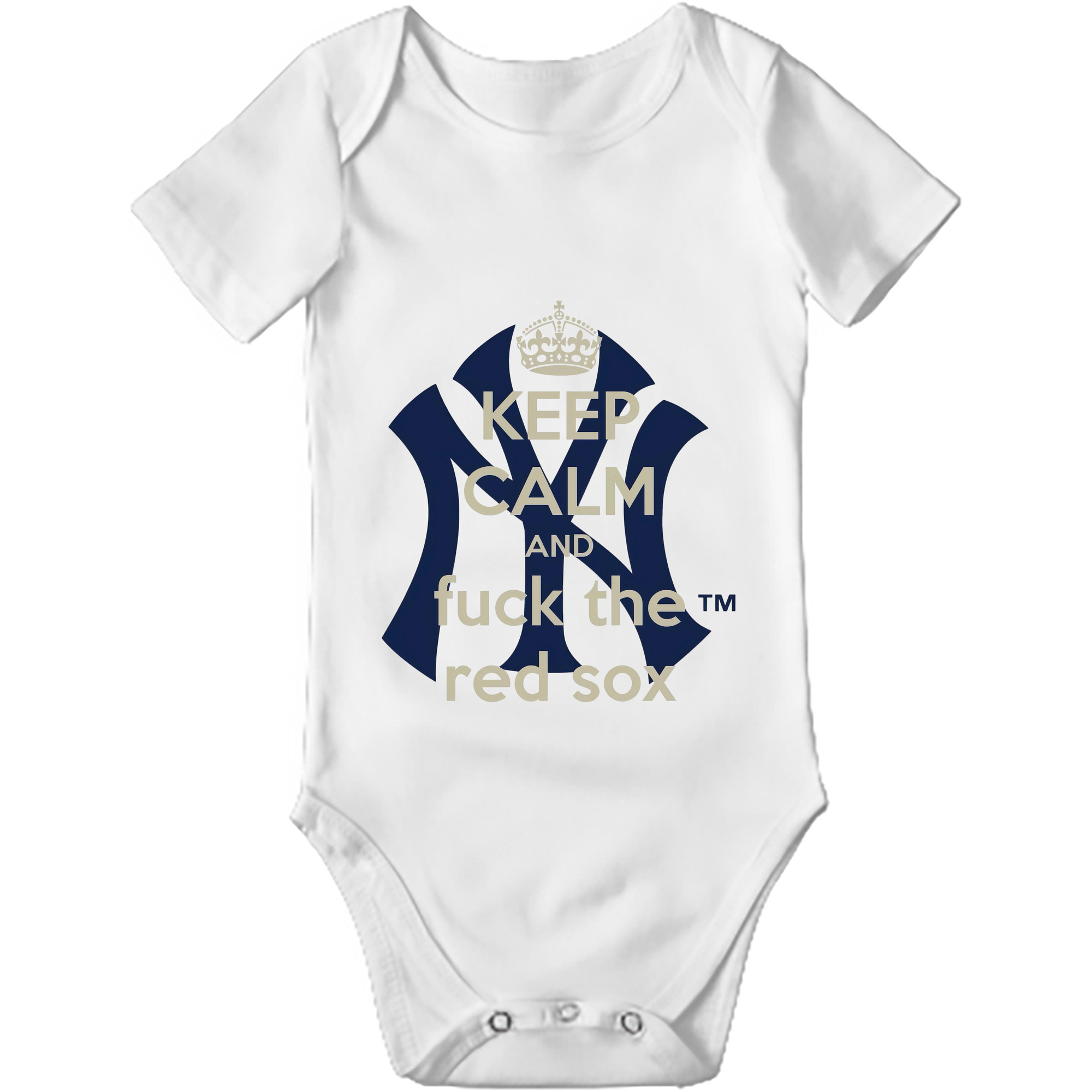 New York Yankees Keep Calm and Fuck The Red Sox Baby Short Sleeve Romper – 100% Cotton Soft & Breathable Digital Print Onesie With Easy Snap Closure And Envelope Shoulder – Comfortable For Daily Wear & Travel