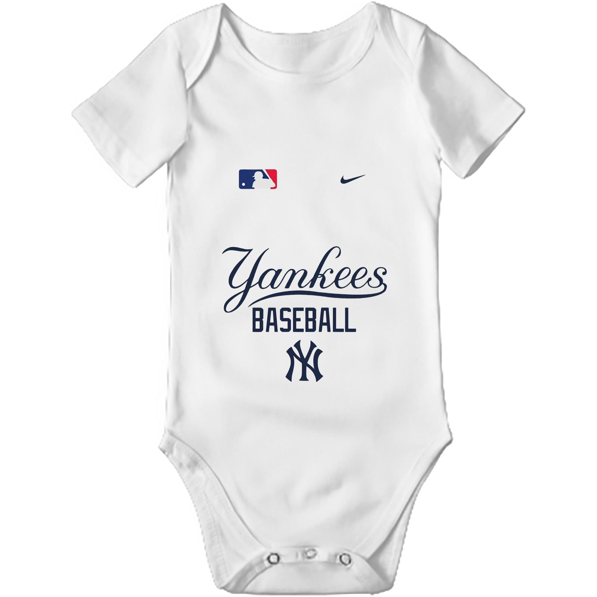 New York Yankees Baseball Baby Short Sleeve Romper – 100% Cotton Soft & Breathable Digital Print Onesie With Easy Snap Closure And Envelope Shoulder – Comfortable For Daily Wear & Travel