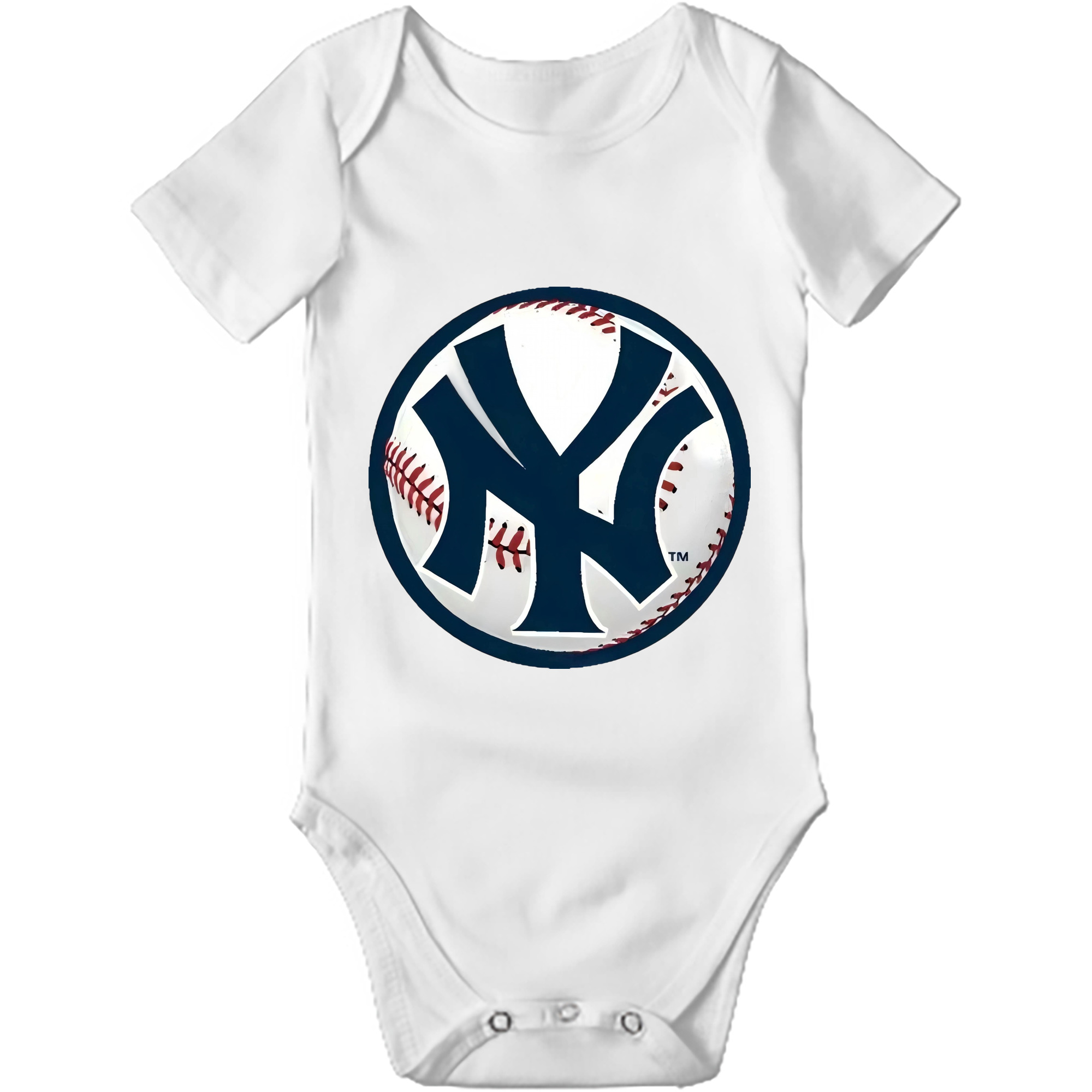 New York Yankees Baseball Baby Short Sleeve Romper – 100% Cotton Soft & Breathable Digital Print Onesie With Easy Snap Closure And Envelope Shoulder – Comfortable For Daily Wear & Travel