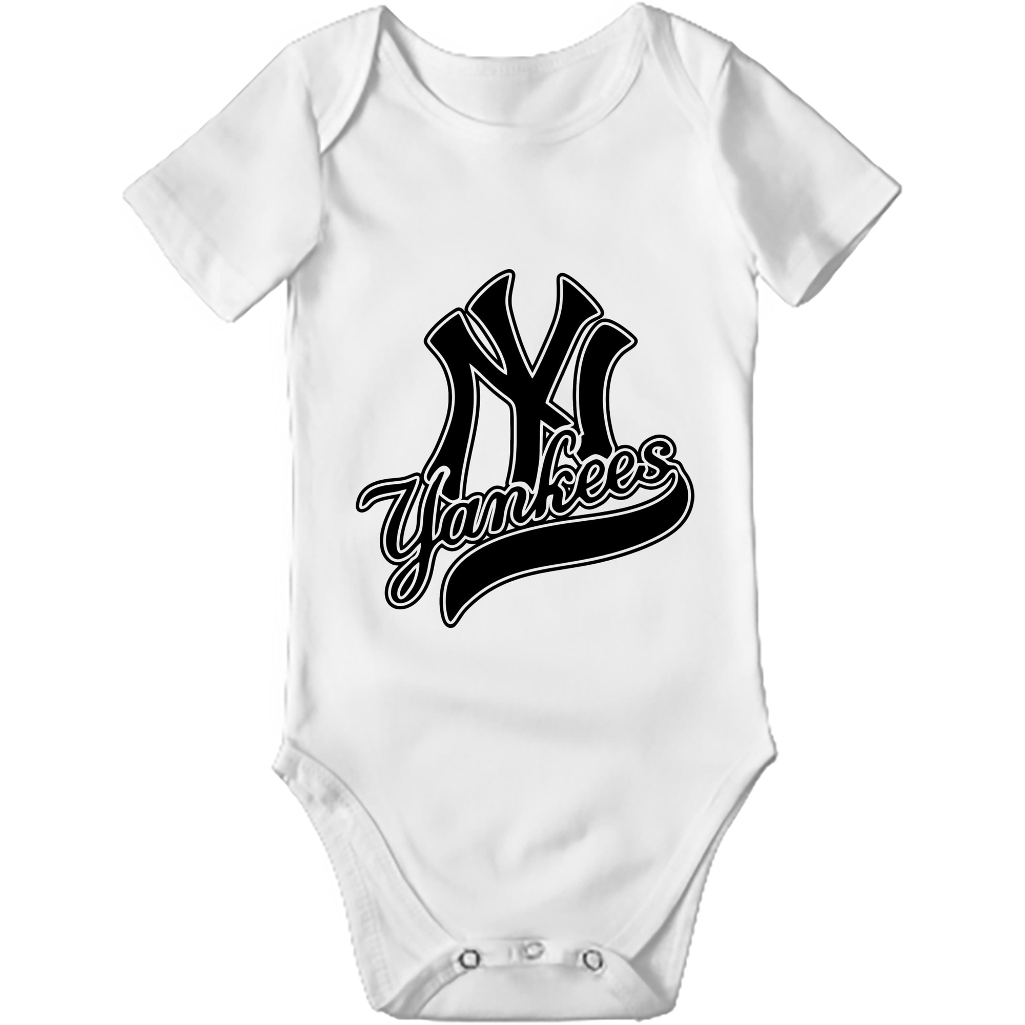 New York Yankees Black Logo Baby Short Sleeve Romper – 100% Cotton Soft & Breathable Digital Print Onesie With Easy Snap Closure And Envelope Shoulder – Comfortable For Daily Wear & Travel