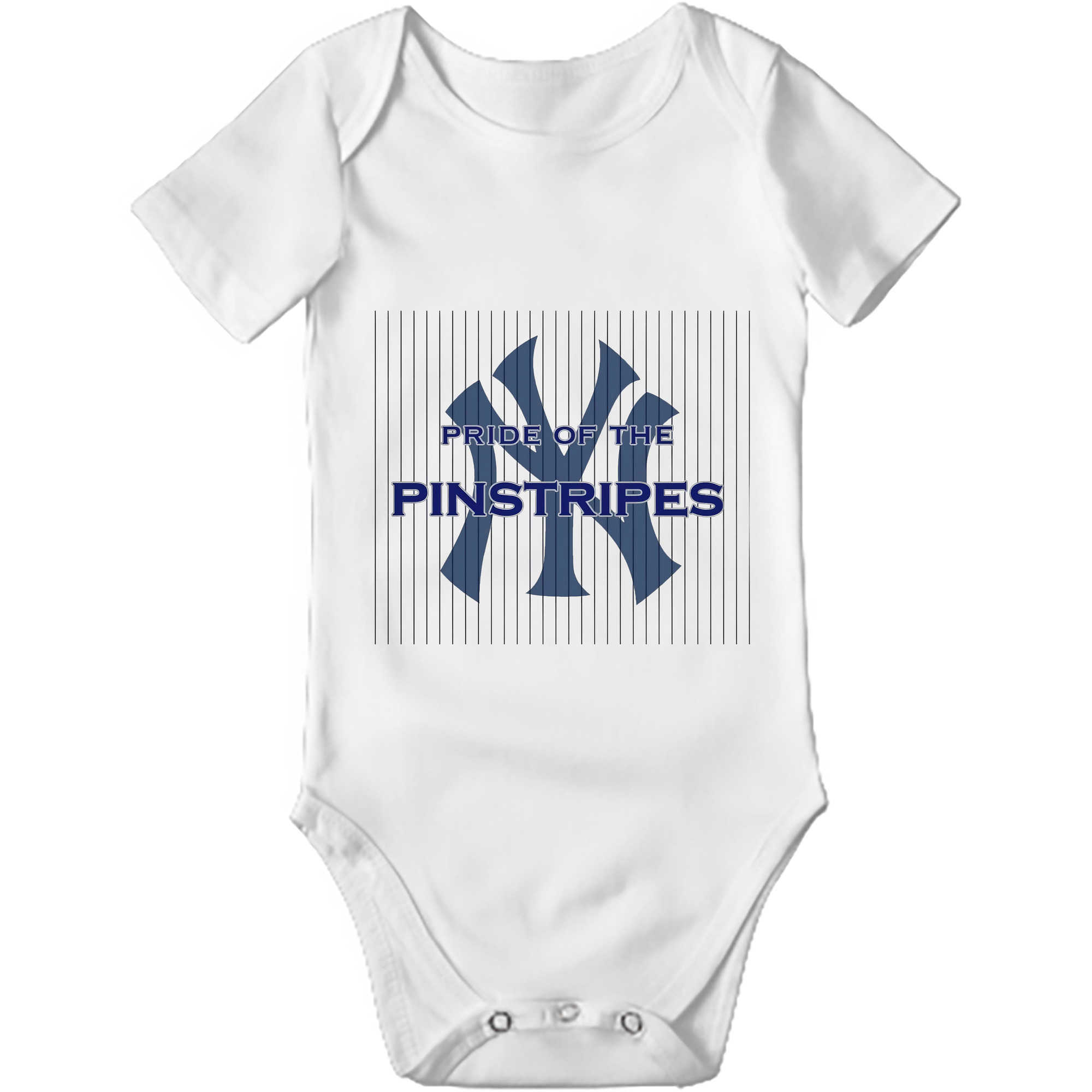 New York Yankees Pride of The Pinstripes Baby Short Sleeve Romper – 100% Cotton Soft & Breathable Digital Print Onesie With Easy Snap Closure And Envelope Shoulder – Comfortable For Daily Wear & Travel