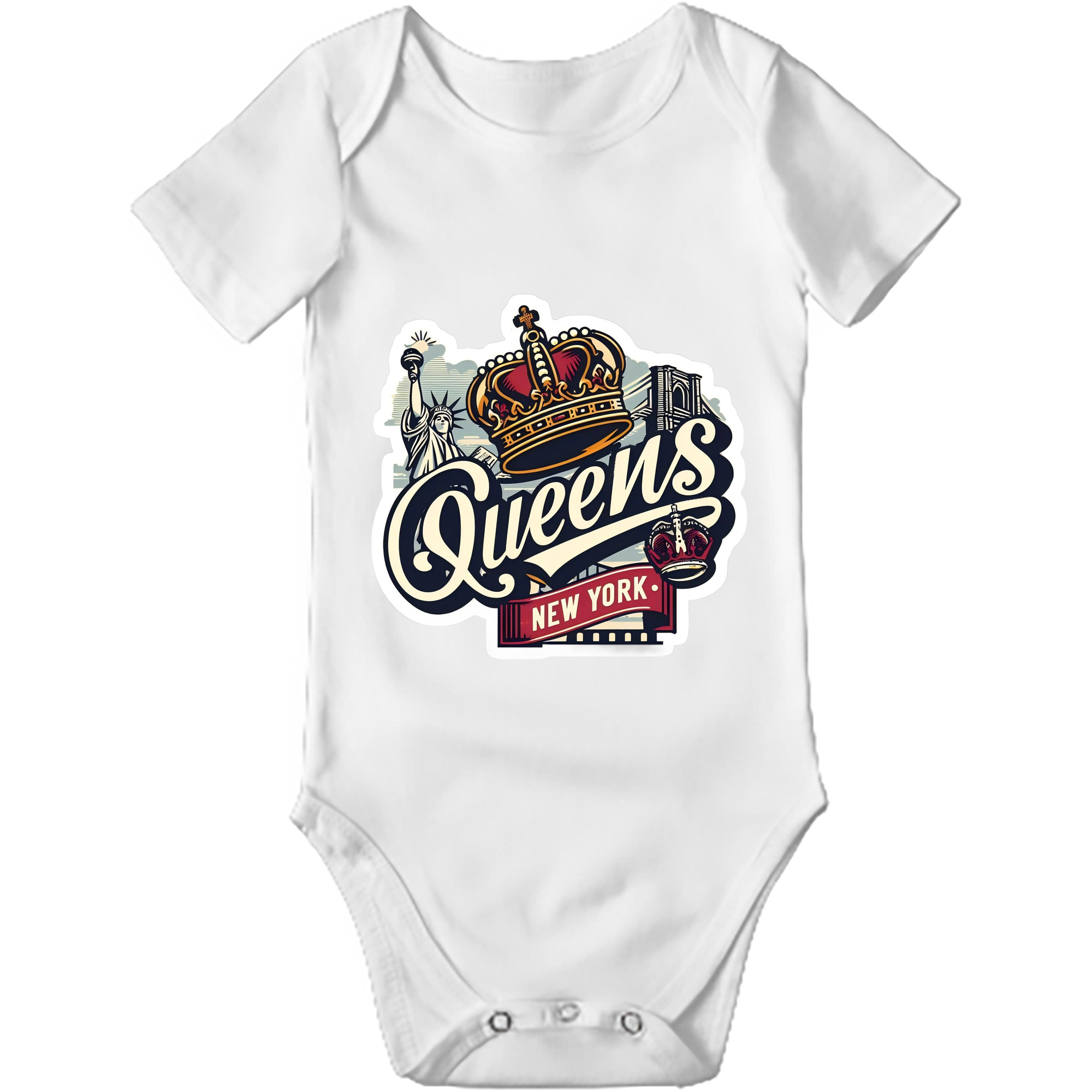 New York Yankees New York Queens Baby Short Sleeve Romper – 100% Cotton Soft & Breathable Digital Print Onesie With Easy Snap Closure And Envelope Shoulder – Comfortable For Daily Wear & Travel