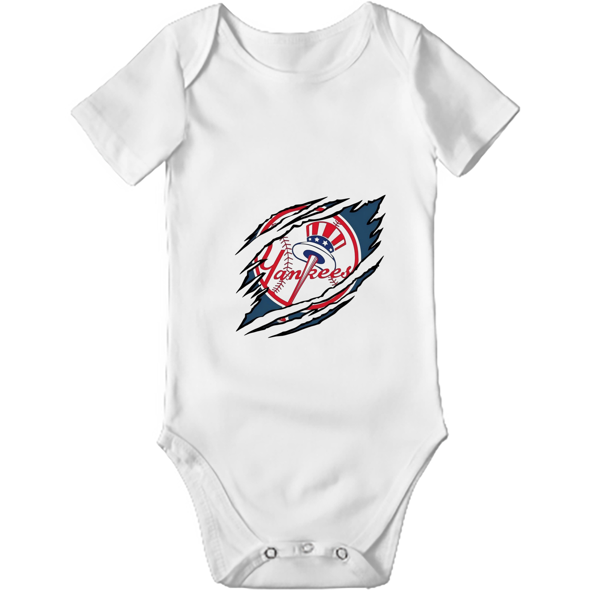 New York Yankees Claw Logo Baby Short Sleeve Romper – 100% Cotton Soft & Breathable Digital Print Onesie With Easy Snap Closure And Envelope Shoulder – Comfortable For Daily Wear & Travel