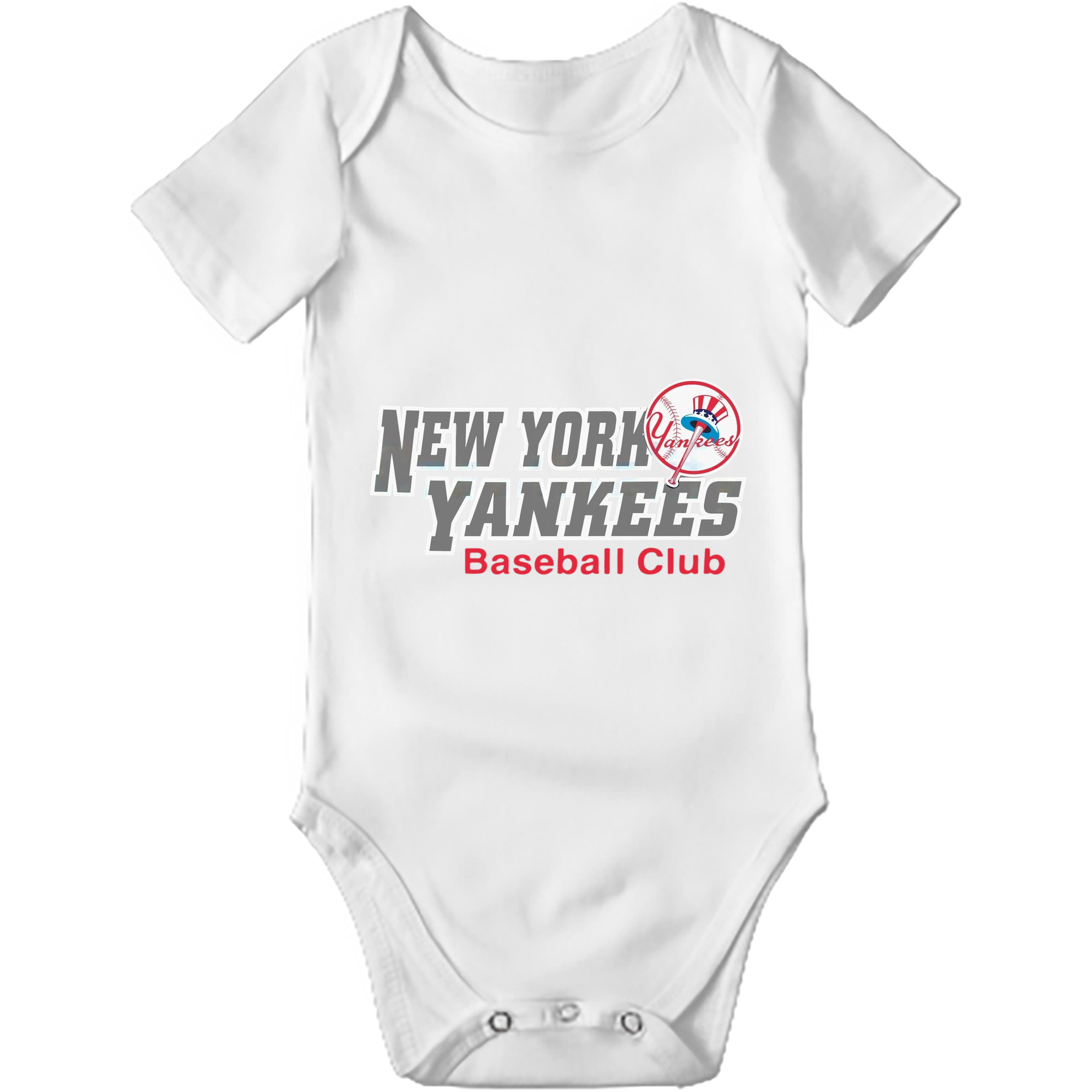 New York Yankees Baseball Club Baby Short Sleeve Romper – 100% Cotton Soft & Breathable Digital Print Onesie With Easy Snap Closure And Envelope Shoulder – Comfortable For Daily Wear & Travel