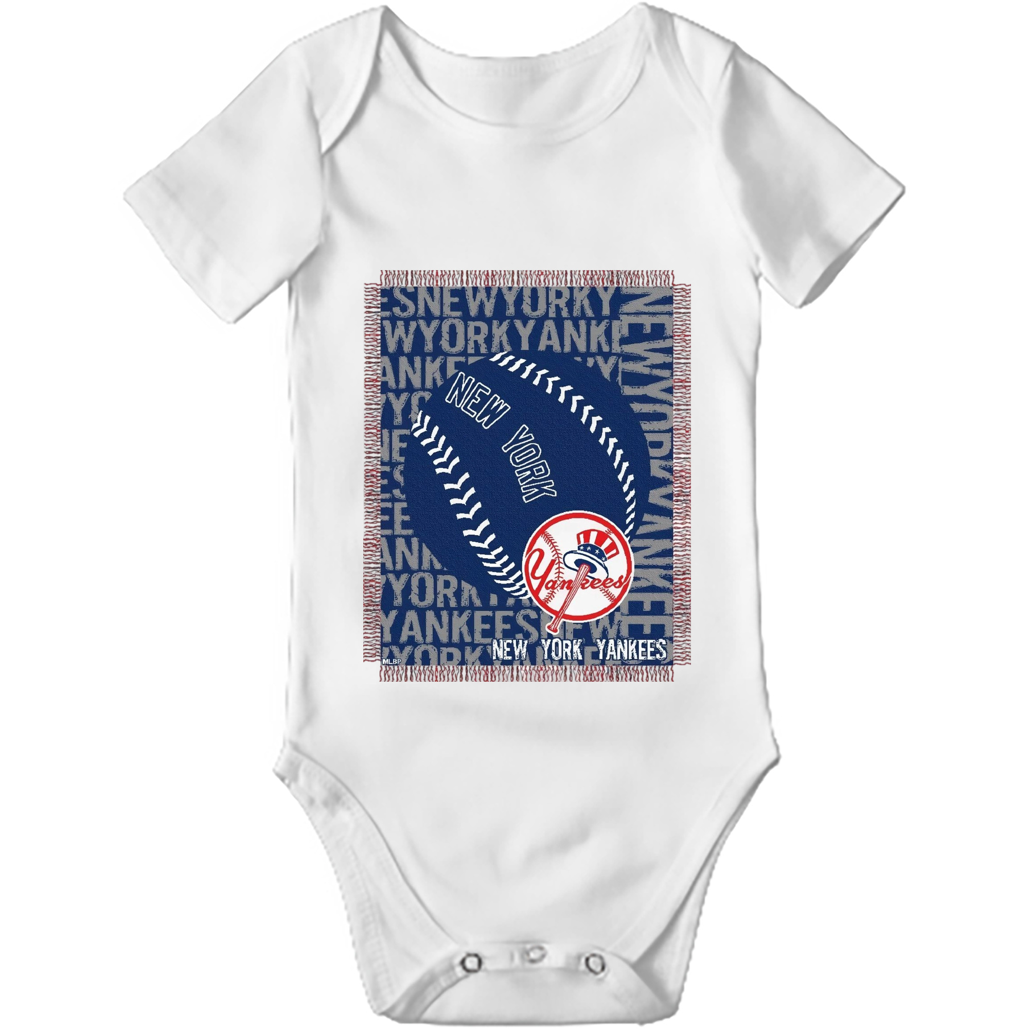 New York Yankees 65 Baby Short Sleeve Romper – 100% Cotton Soft & Breathable Digital Print Onesie With Easy Snap Closure And Envelope Shoulder – Comfortable For Daily Wear & Travel