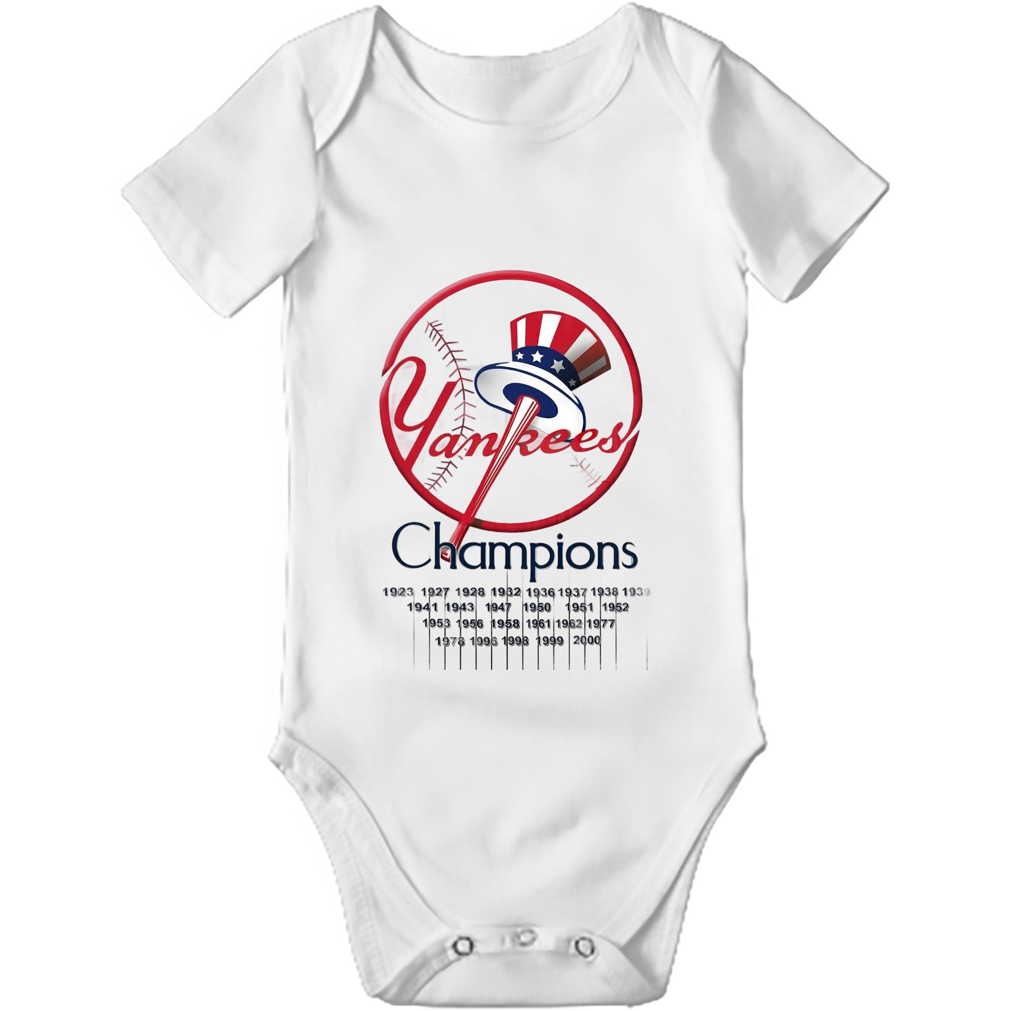 New York Yankees 56 Baby Short Sleeve Romper – 100% Cotton Soft & Breathable Digital Print Onesie With Easy Snap Closure And Envelope Shoulder – Comfortable For Daily Wear & Travel