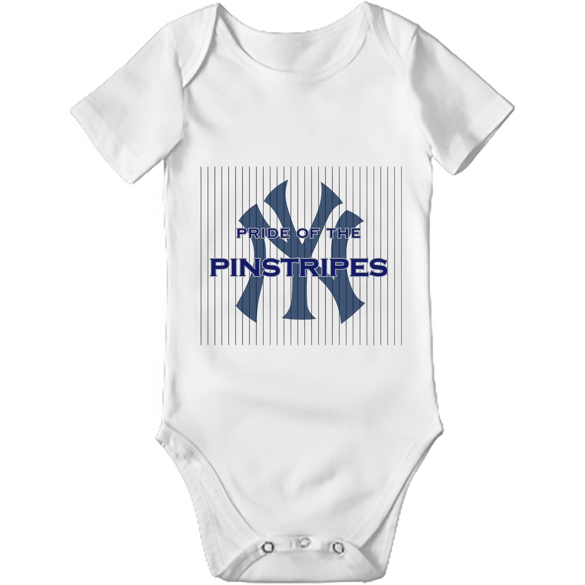 New York Yankees Pride of The Pinstripes Baby Short Sleeve Romper – 100% Cotton Soft & Breathable Digital Print Onesie With Easy Snap Closure And Envelope Shoulder – Comfortable For Daily Wear & Travel