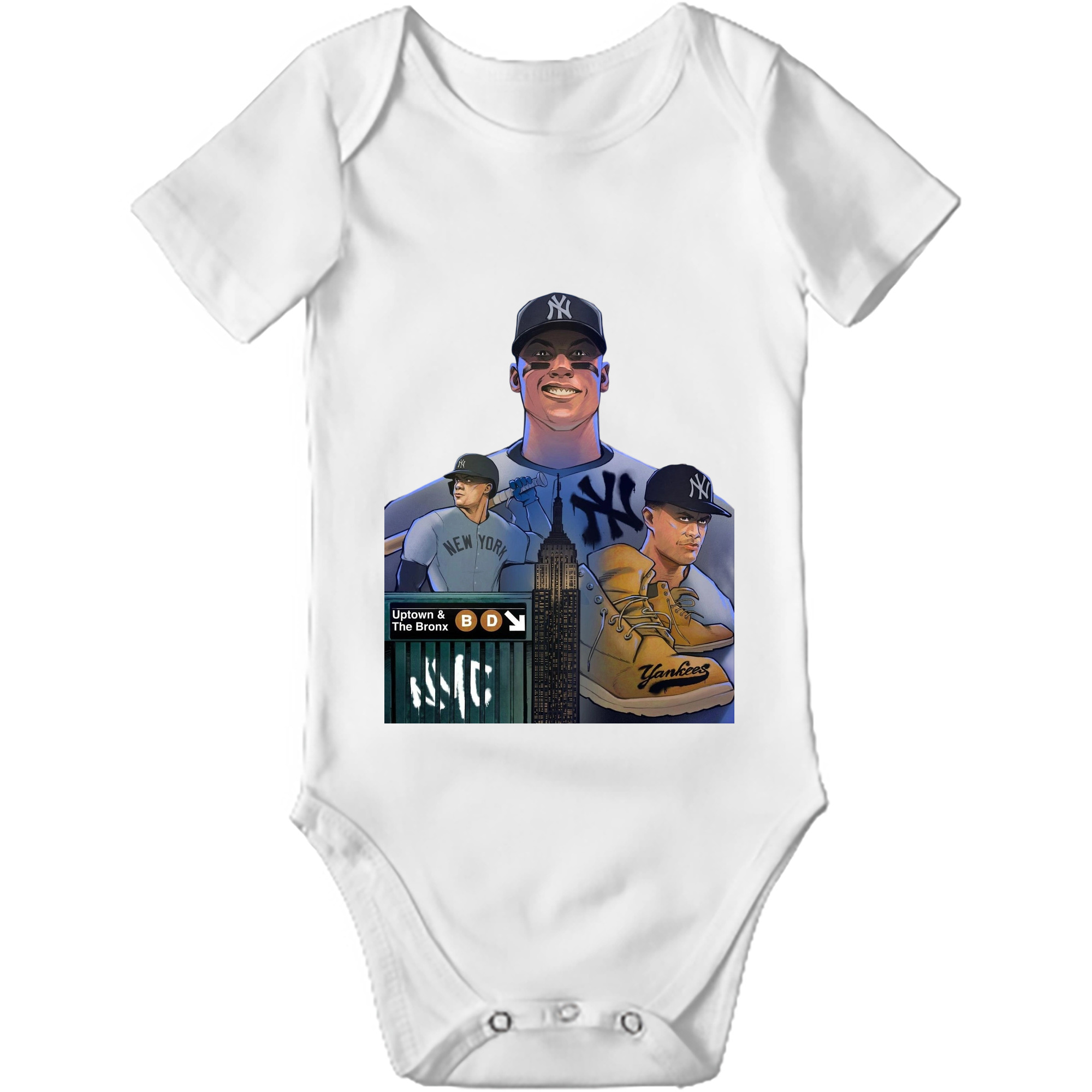 New York Yankees 273 Baby Short Sleeve Romper – 100% Cotton Soft & Breathable Digital Print Onesie With Easy Snap Closure And Envelope Shoulder – Comfortable For Daily Wear & Travel